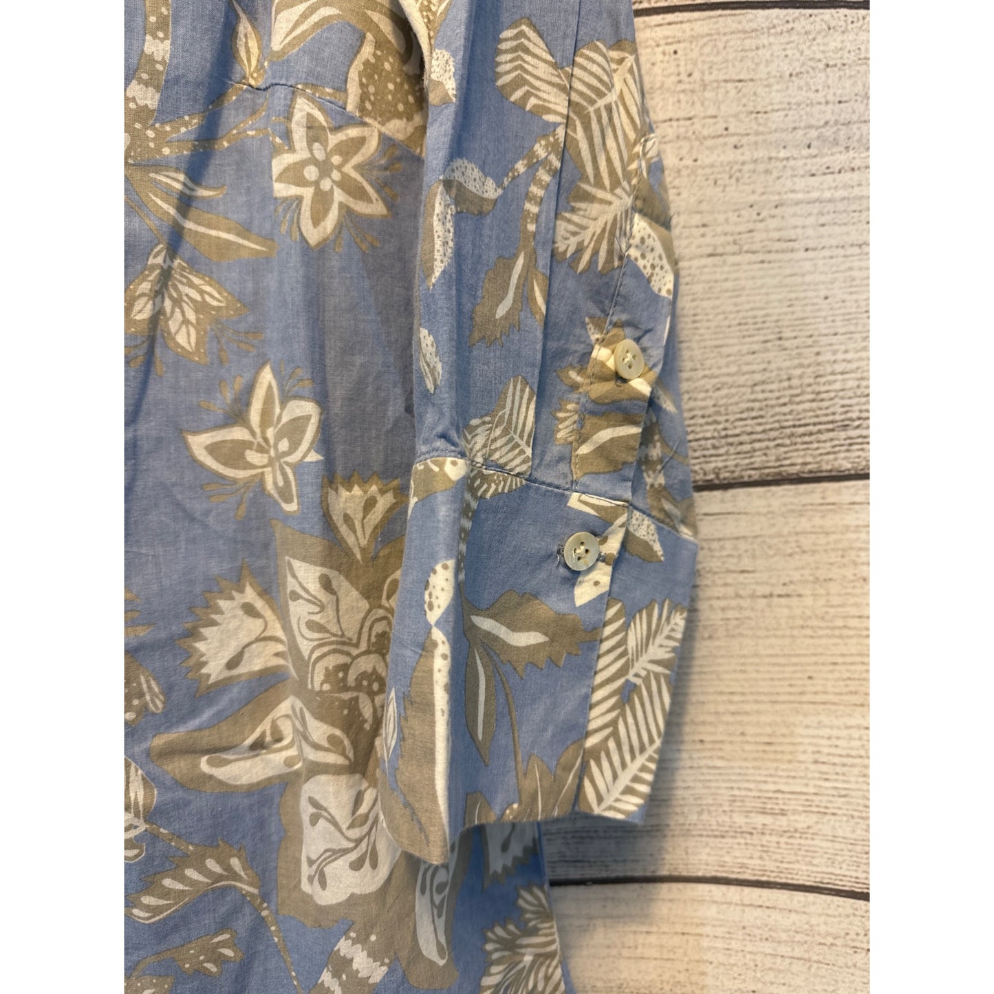Gretchen Scott Blue Floral Button Down Shirt Size M