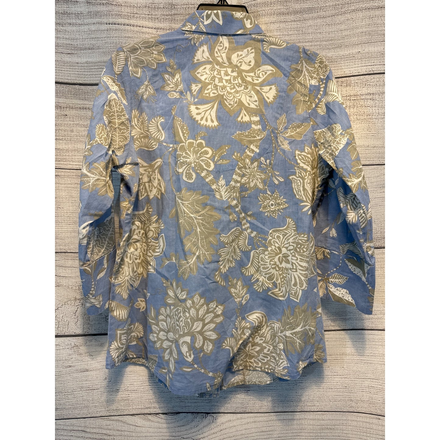 Gretchen Scott Blue Floral Button Down Shirt Size M