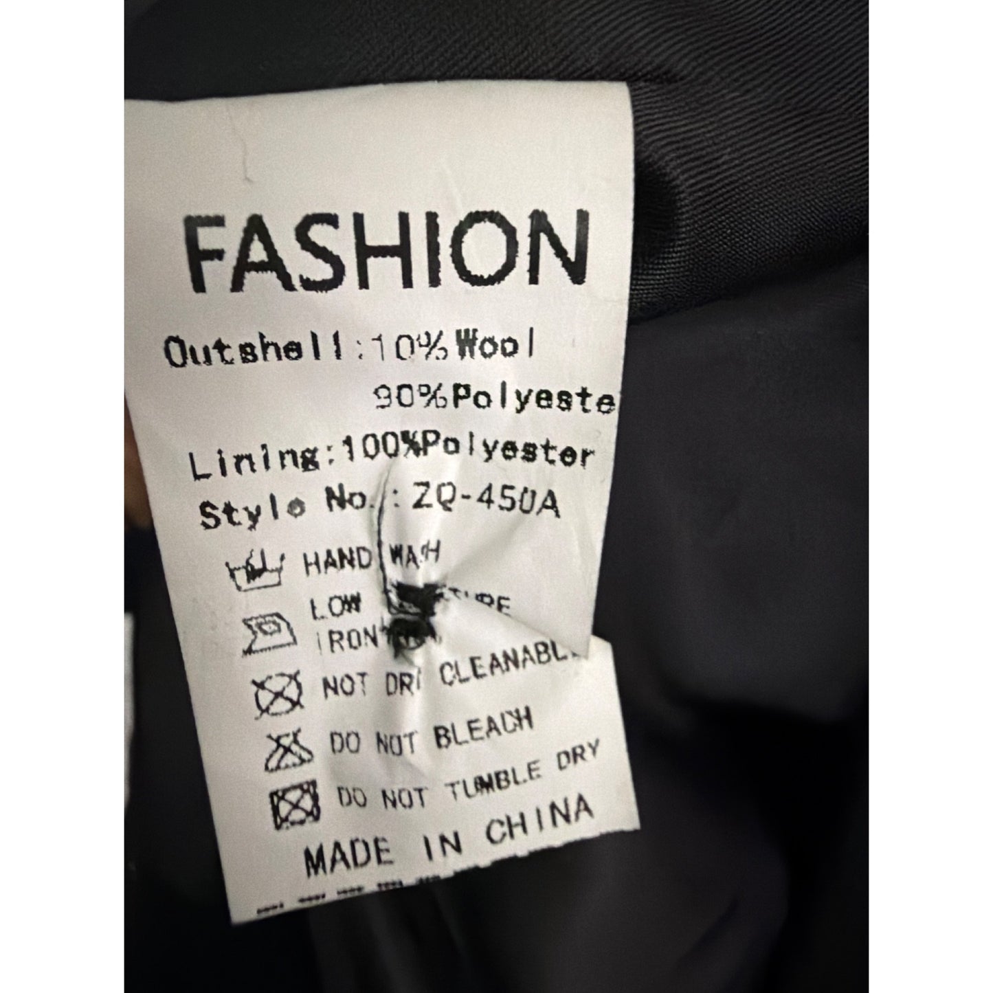 Fashion Black Wool-Blend Double-Breasted Coat Size M