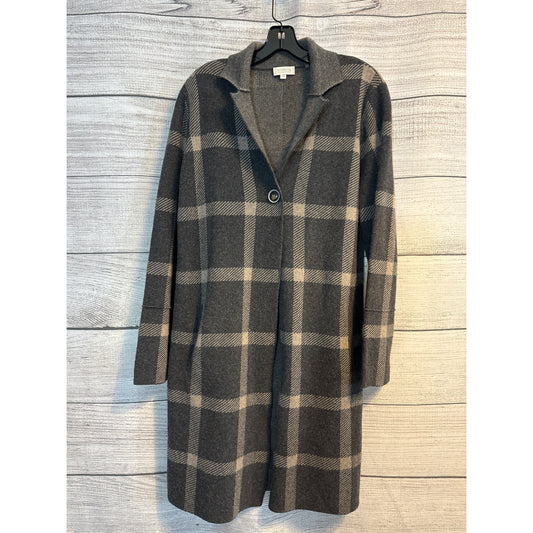 Kinross Cashmere Long Plaid Coat Size Large