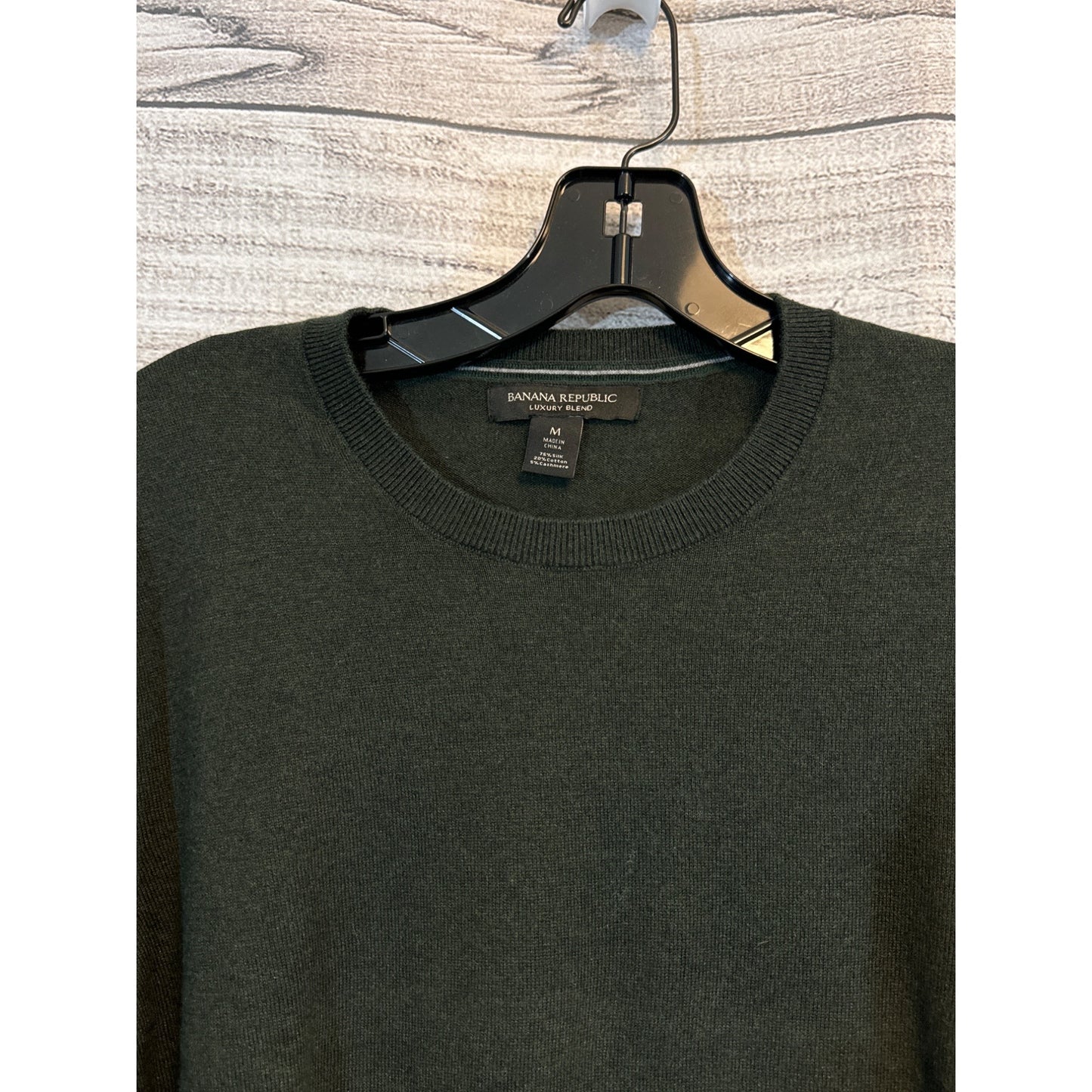 Banana Republic Mens Green Cotton Wool Blend Crewneck Sweater Size M