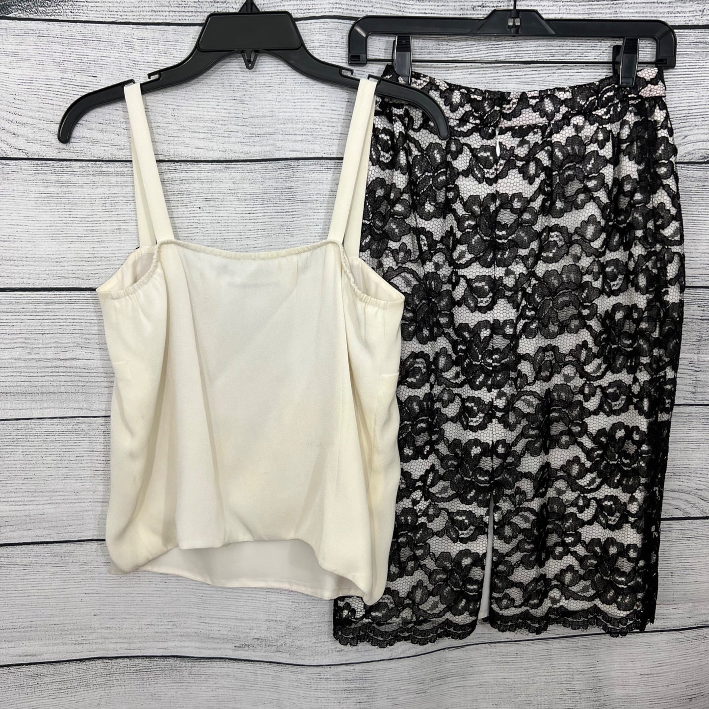Vintage White & Black Lace Tank Top & Skirt Set, Size 6