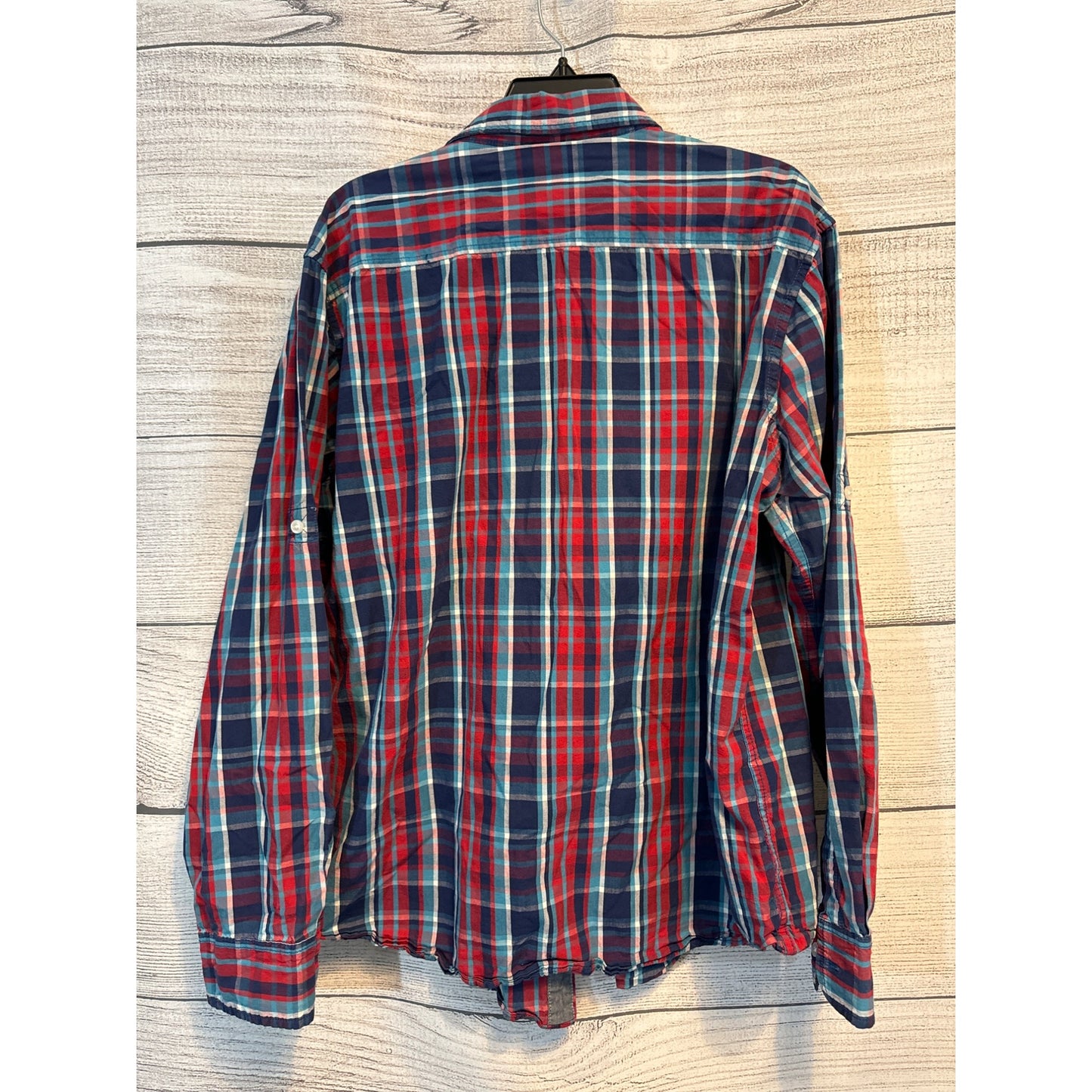 PD&C Mens Plaid Button-Down Long Sleeve Shirt Size L