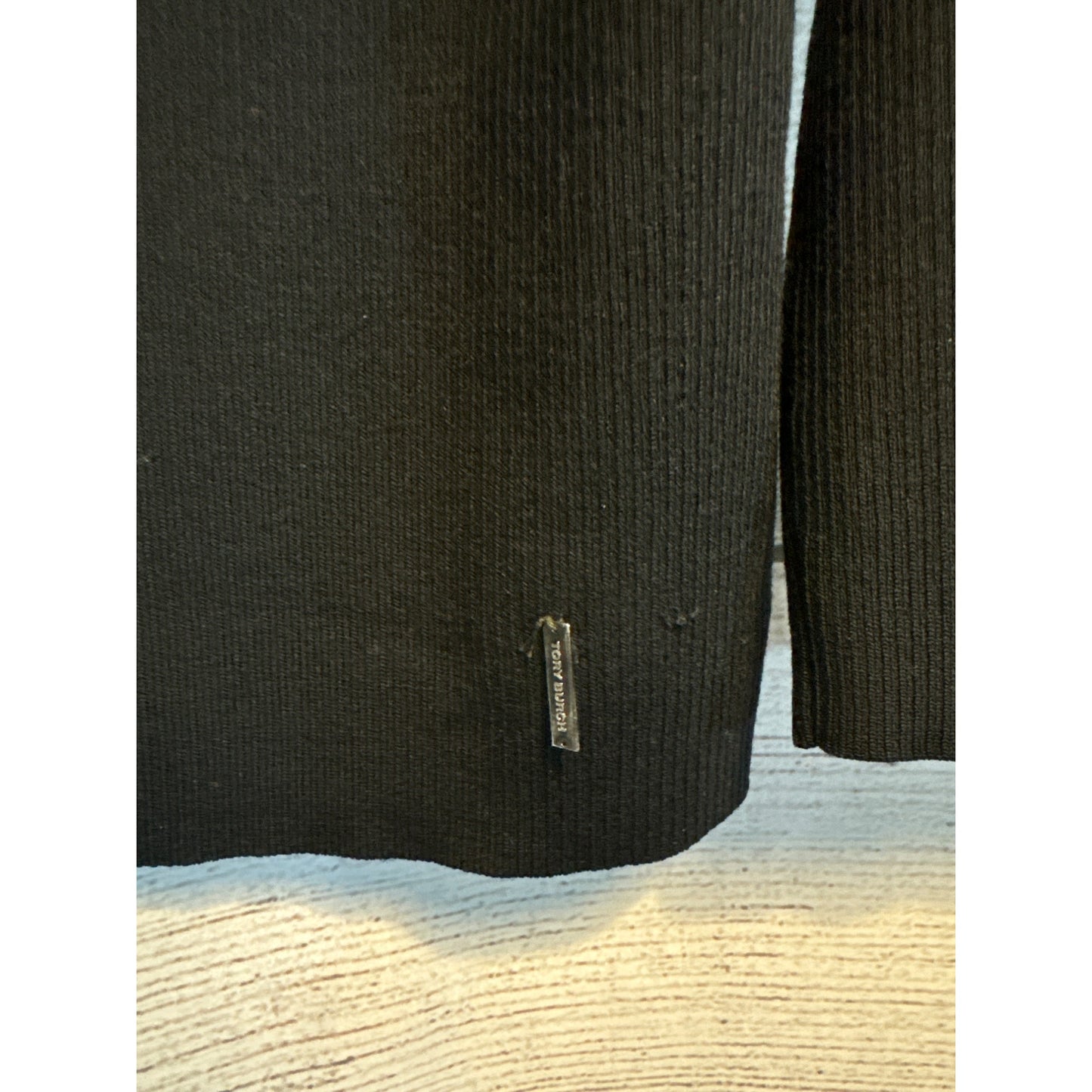 Tory Burch Black Turtleneck Ribbed Sweater L