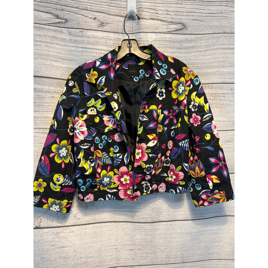 Bellagio Floral Cropped Button Down Jacket Size 6