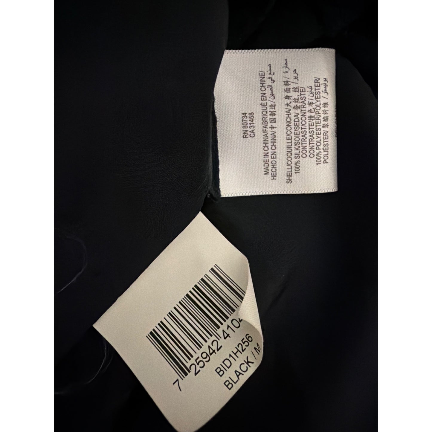 BCBG Sheer Button-Front Blouse With Polka Dot Sheer Netted Sleeves Size M