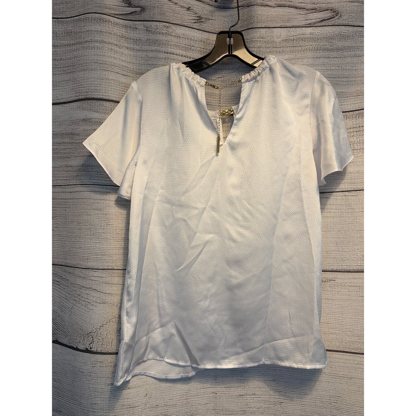 NWT Michael Kors Chain-Link Cutout Hammered Satin Blouse Size XS