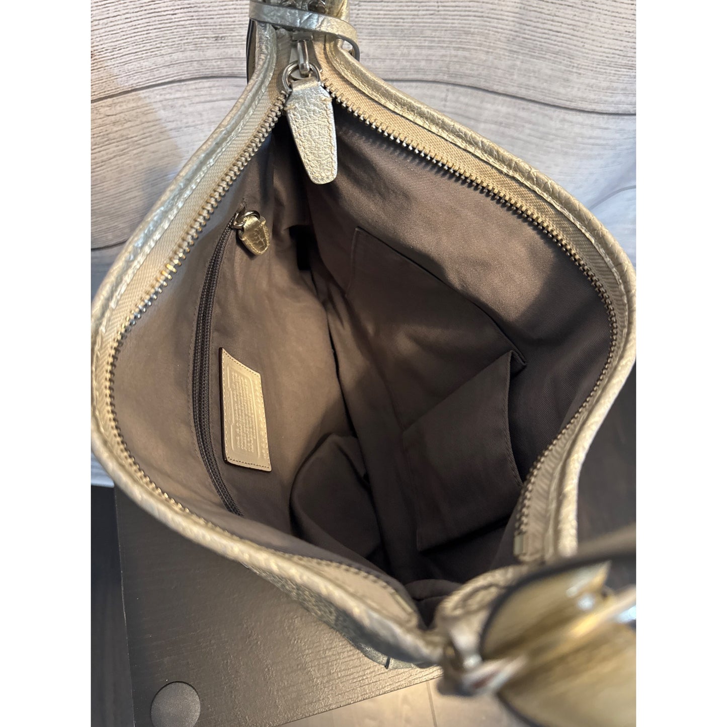Coach Metallic Leather Bucket Legacy Bag