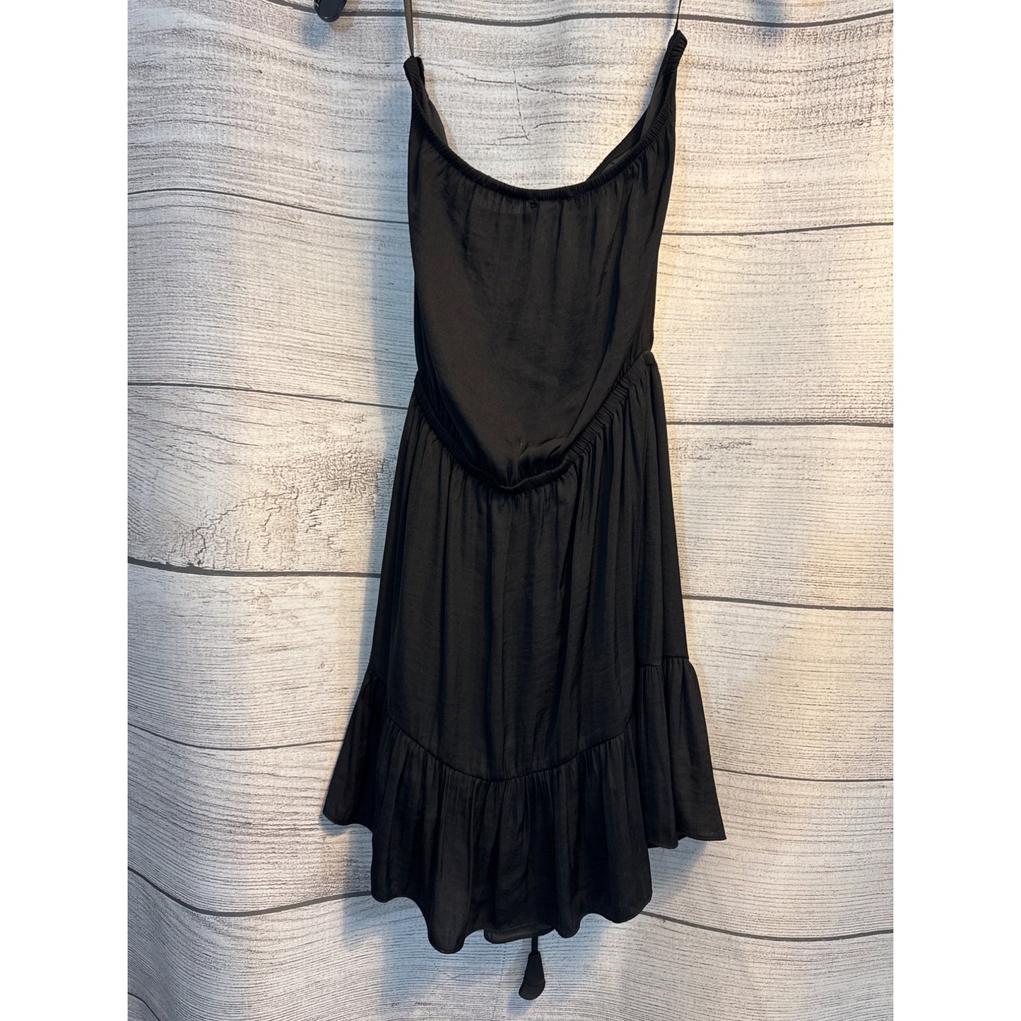 NWT JBF Black Satin Tiered Strapless Dress Size M