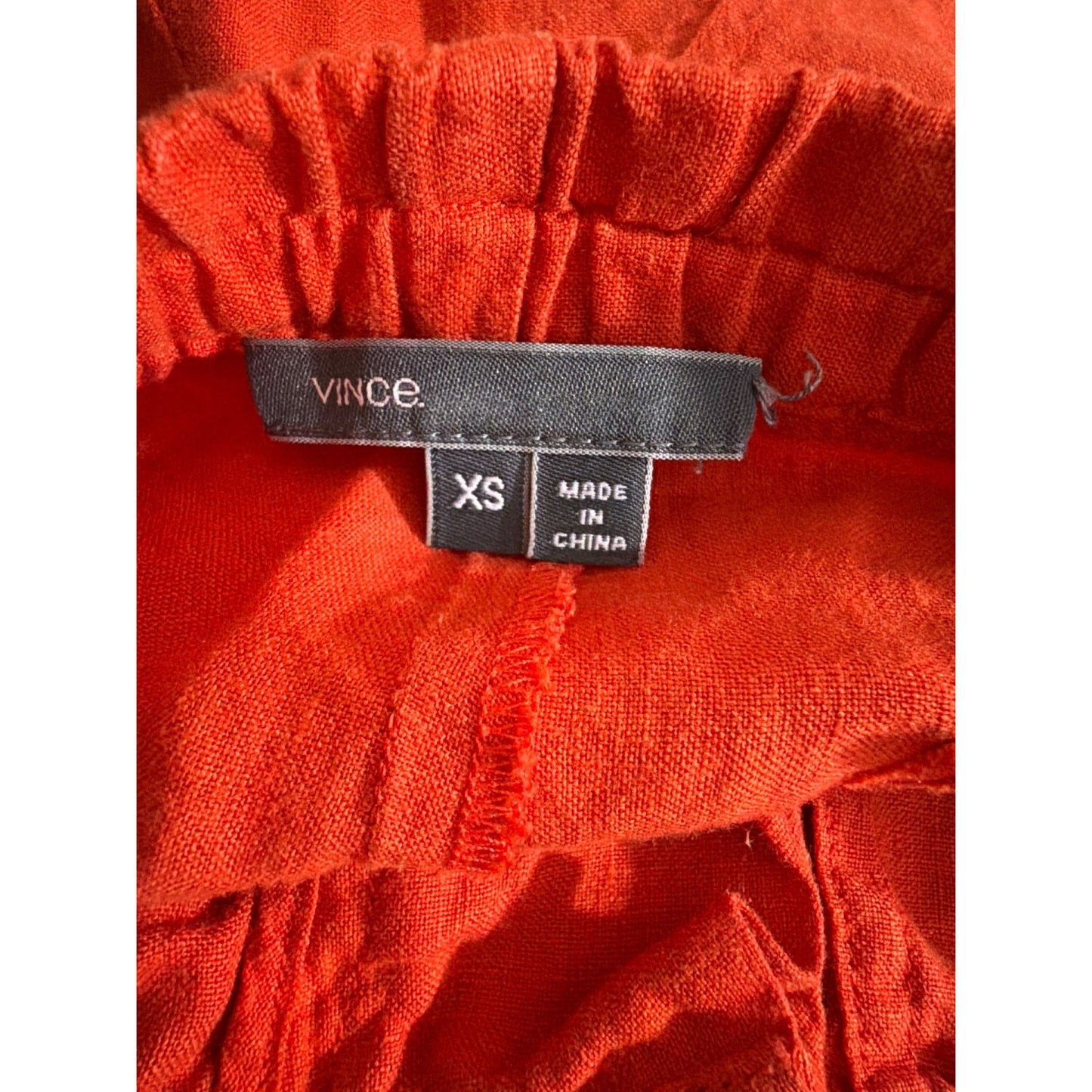 Vince Red/Orange Linen Drawstring Elastic Waist Shorts Size XS