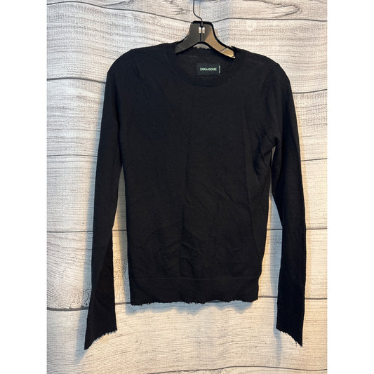 Zadig & Voltaire Black Cashmere Distressed Sweater Size XS