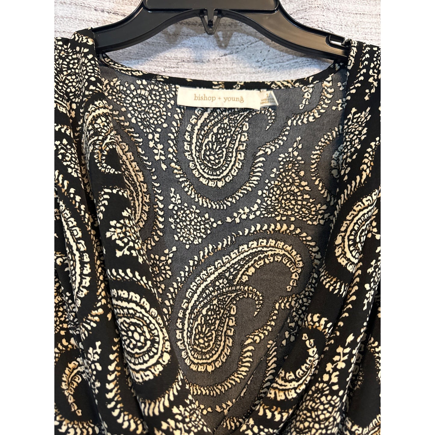 Bishop + Young Black Paisley Midi Dress Size L