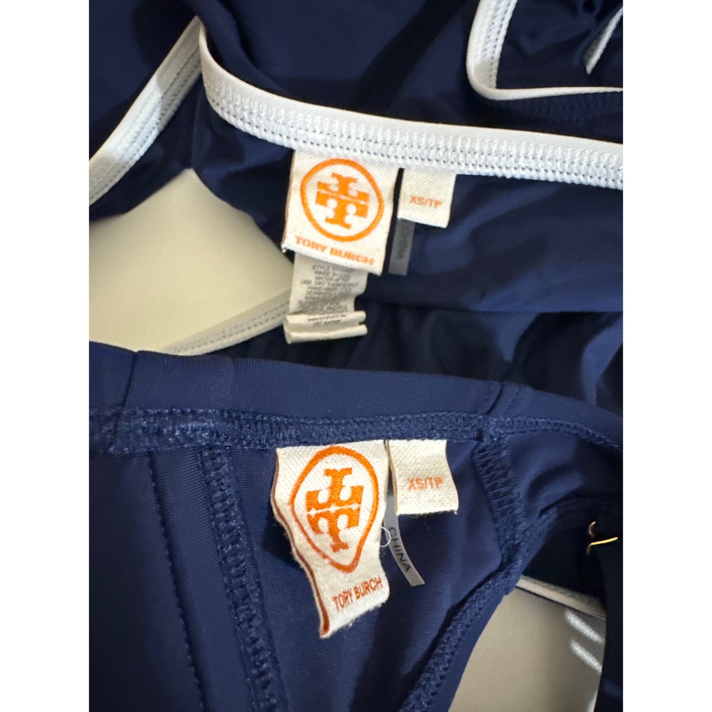 Tory Burch Navy & White Riviera Bikini Set XS