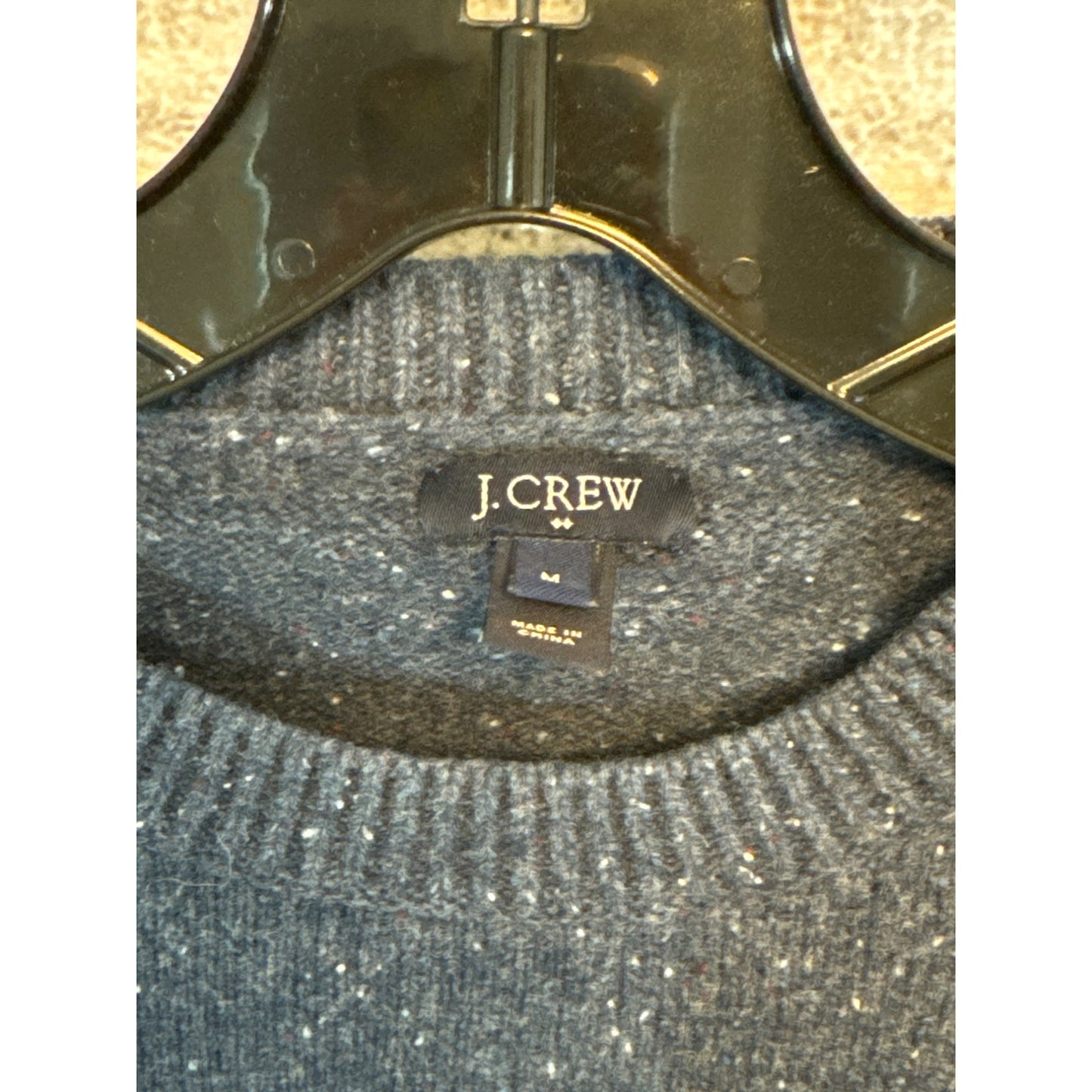 J. Crew Mens Gray Wool Blend Crewneck Sweater With Elbow Patches Size M