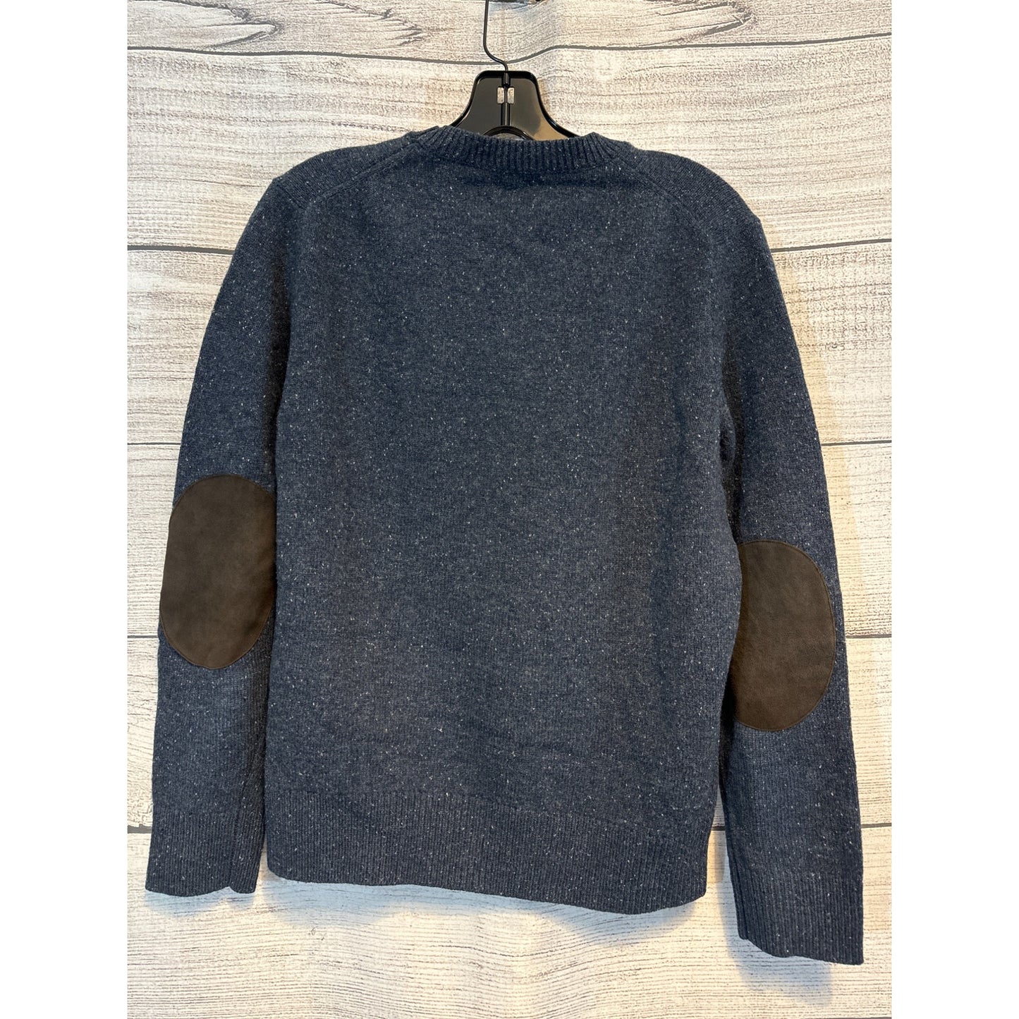 J. Crew Mens Gray Wool Blend Crewneck Sweater With Elbow Patches Size M