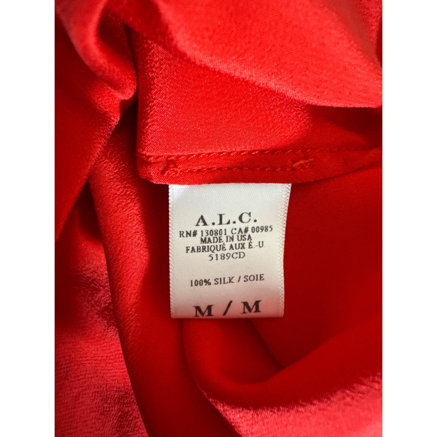 A.L.C. Red Sleeveless Silk Blouse Size M