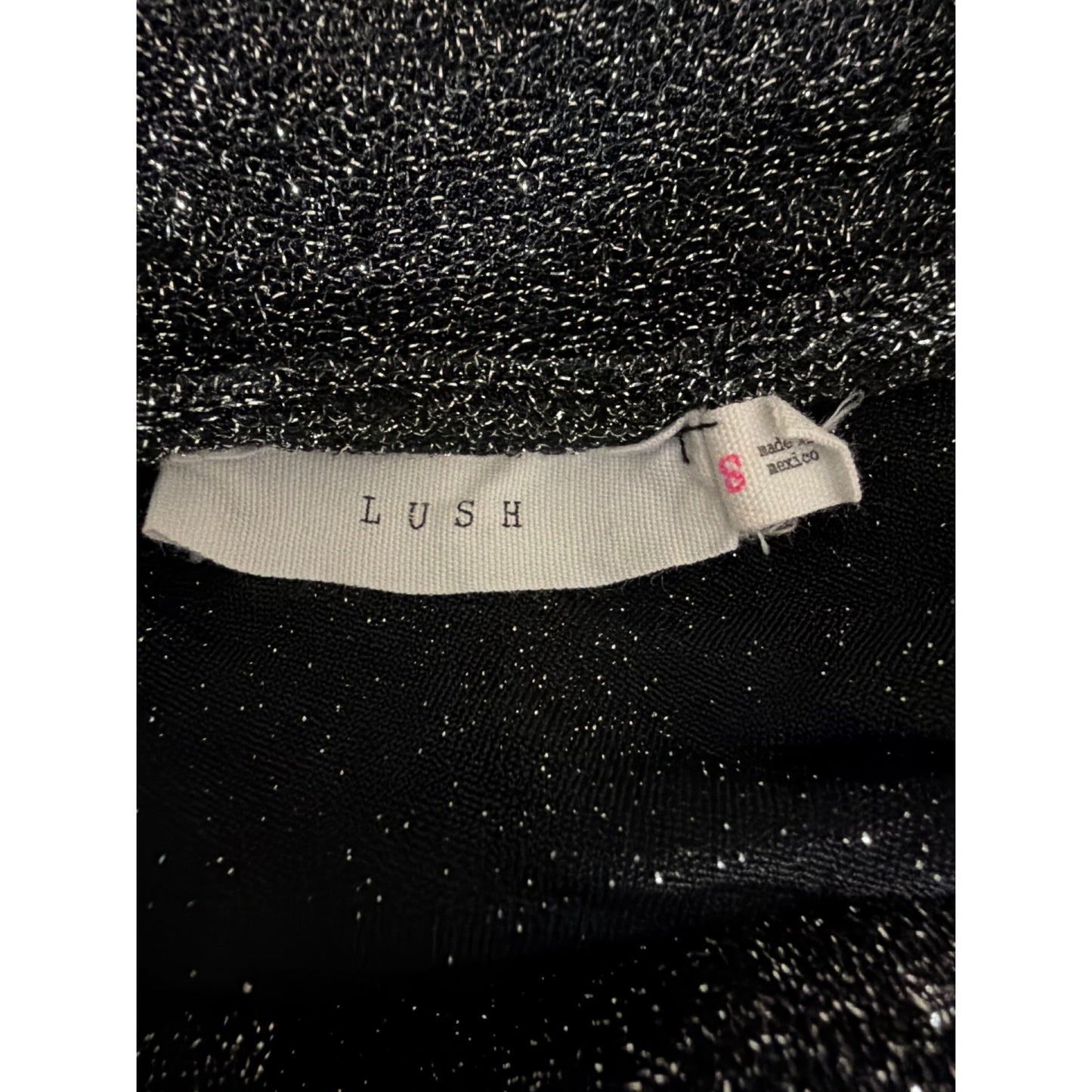 Lush Shimmery Black Lush Long Sleeve Wrap Top Size S