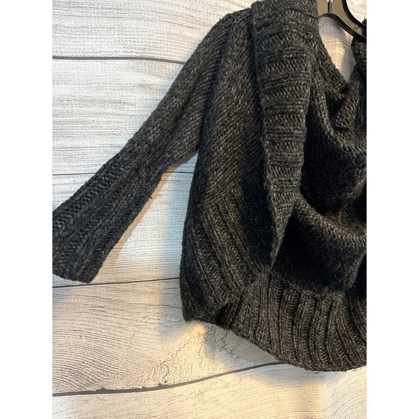 Hinge Womens Gray Knit Cowl Neck Cardigan Sweater Size M/L