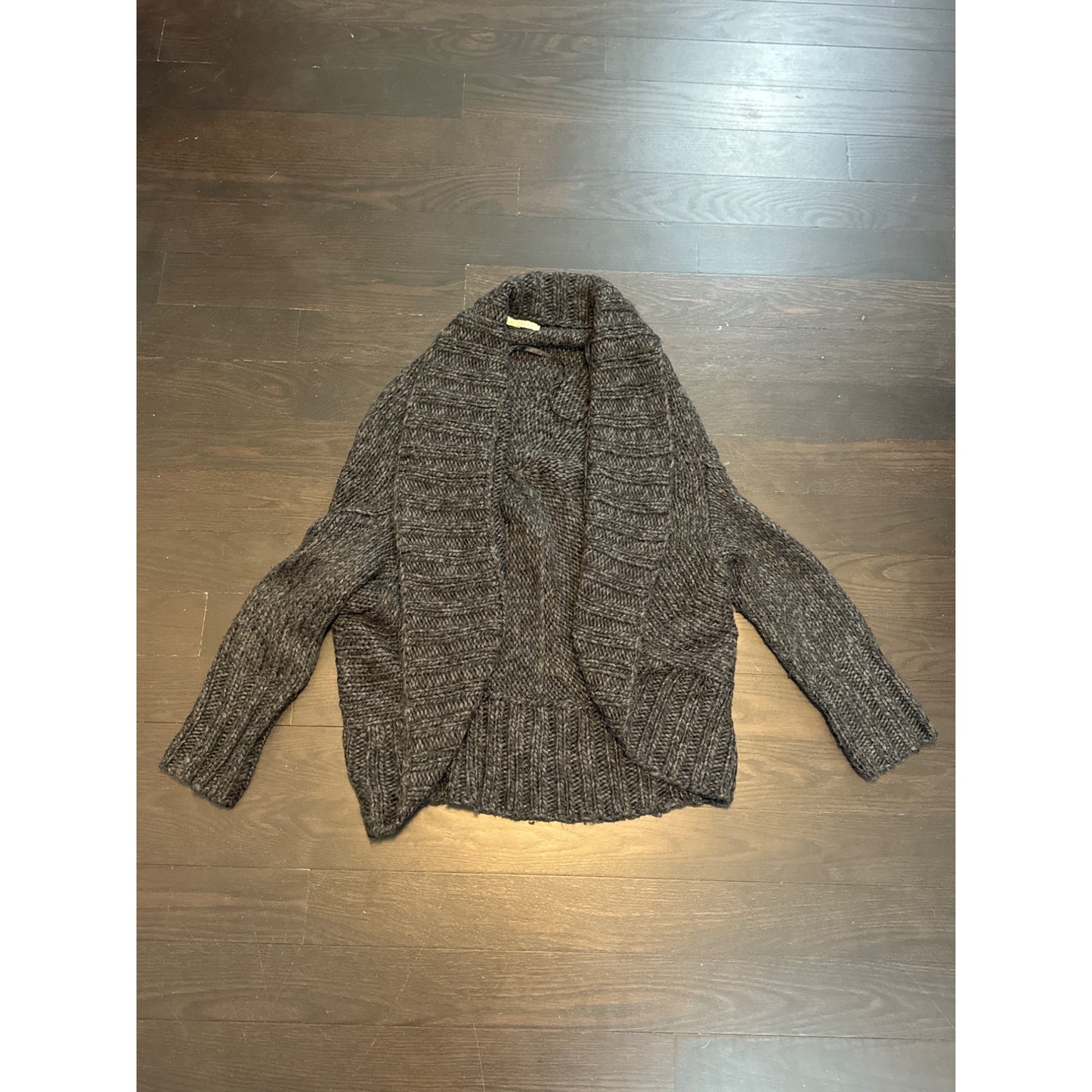 Hinge Womens Gray Knit Cowl Neck Cardigan Sweater Size M/L