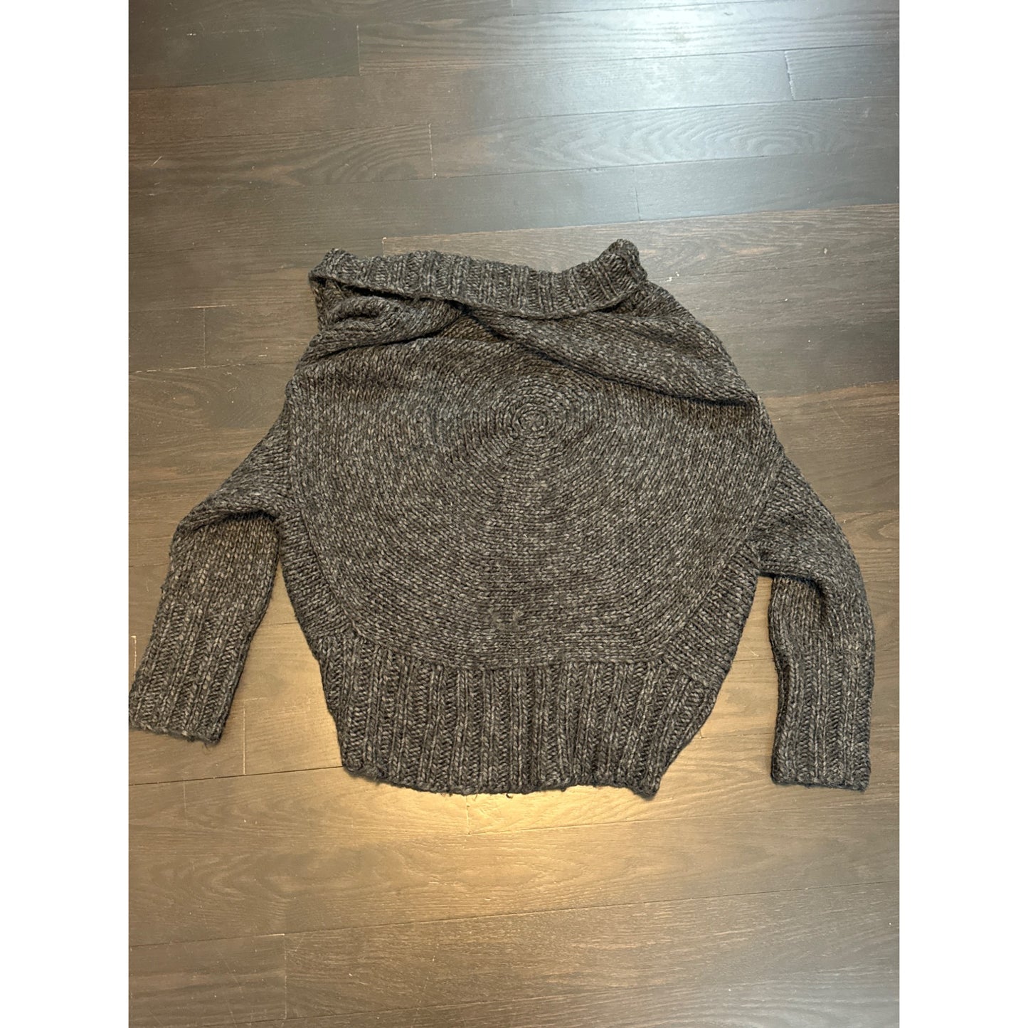 Hinge Womens Gray Knit Cowl Neck Cardigan Sweater Size M/L