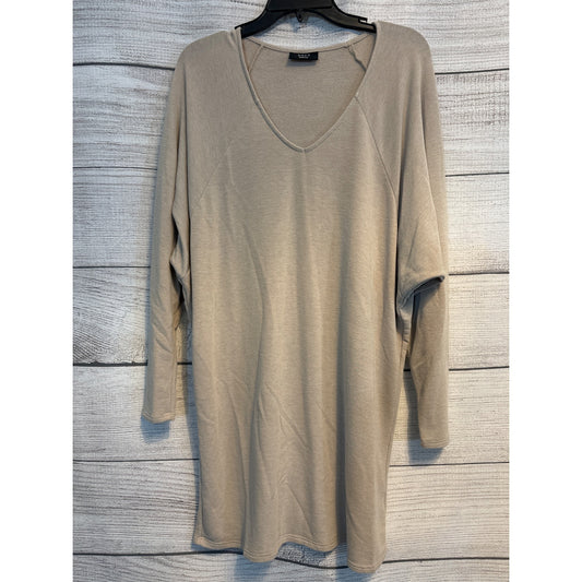 Vici Beige V-Neck Long Sleeve Tunic Dress Size M