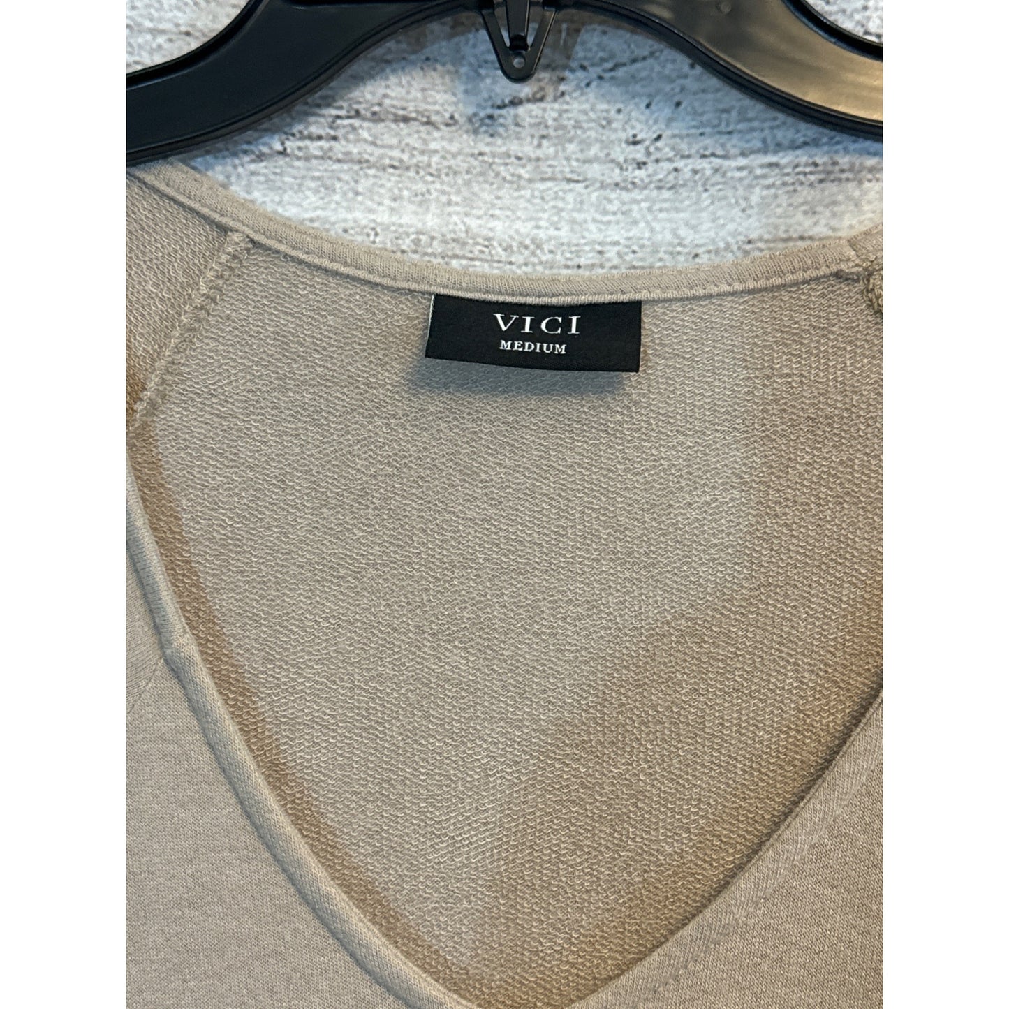 Vici Beige V-Neck Long Sleeve Tunic Dress Size M