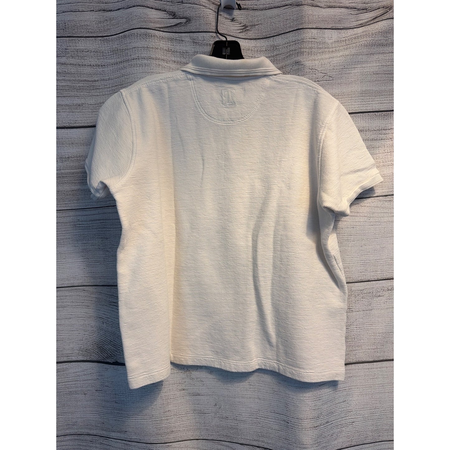 Tehama Nancy Haley Vintage White Textured Polo Golfer Shirt Size L