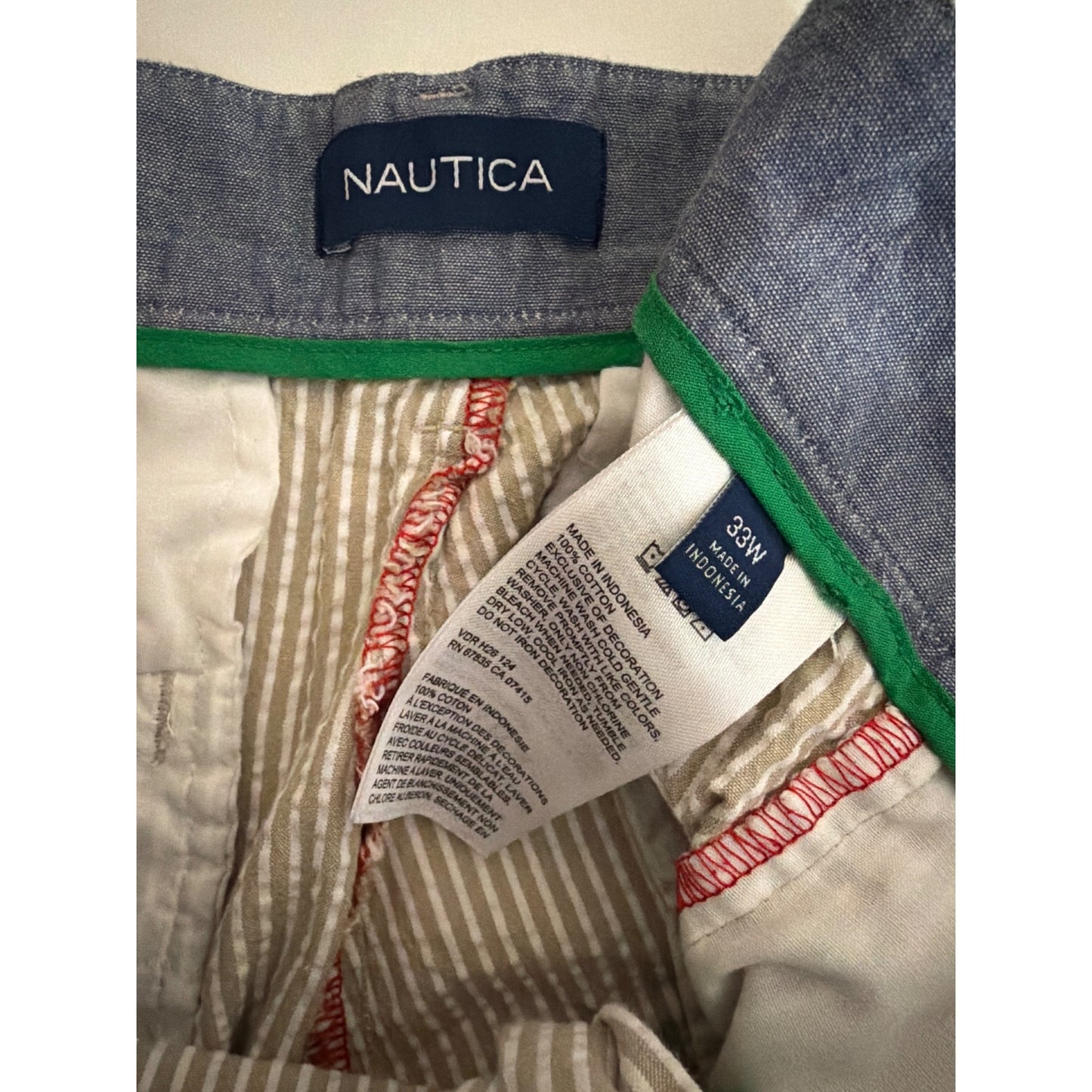 Nautica Mens Striped Seersucker Shorts 33W