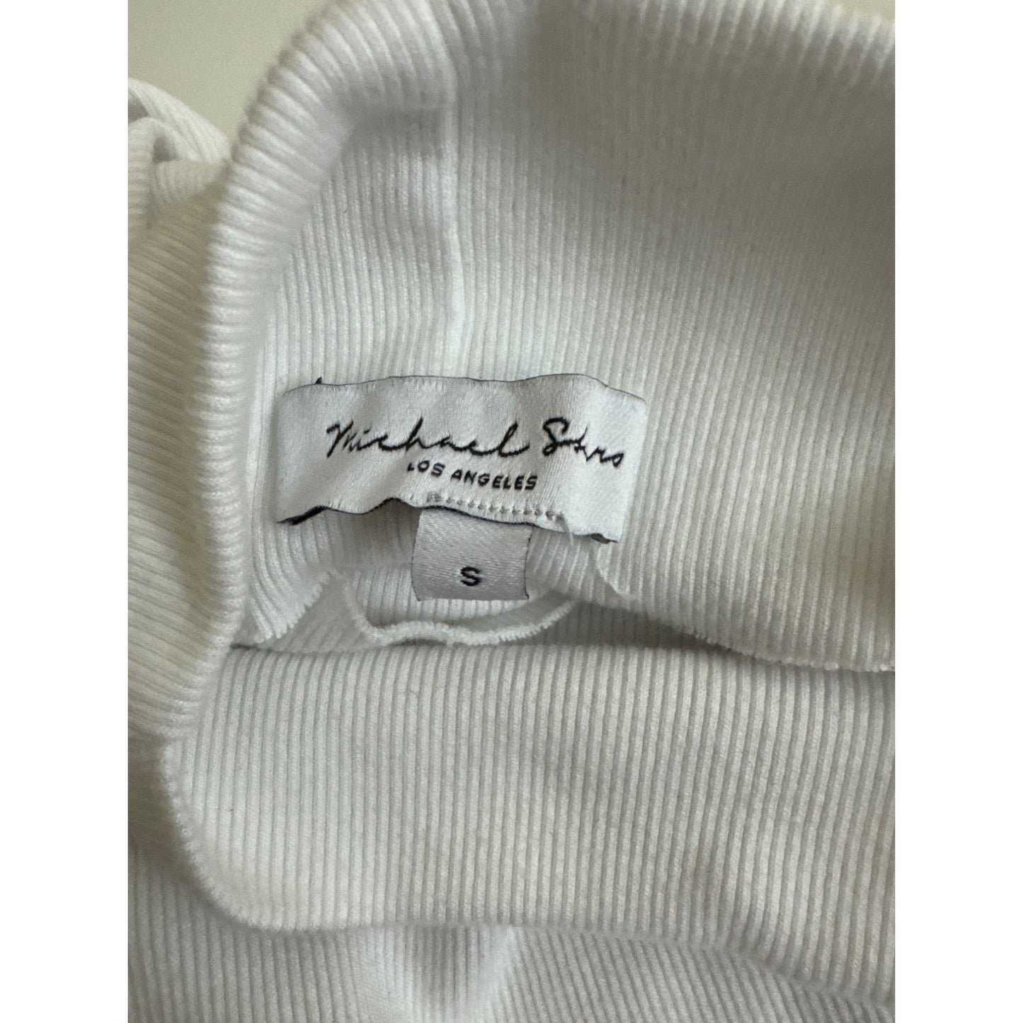 Michael Stars White Ribbed Sleeveless Turtleneck Top Size S