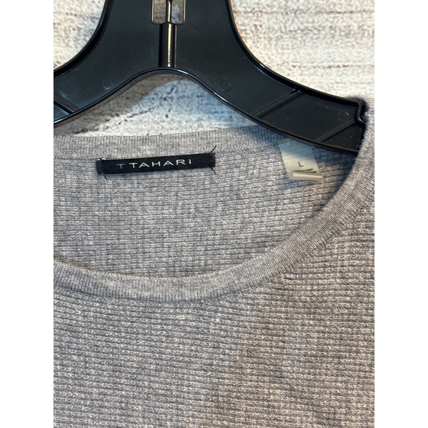 T Tahari Crewneck Lightweight Dolman Waffle Sweater Size Large