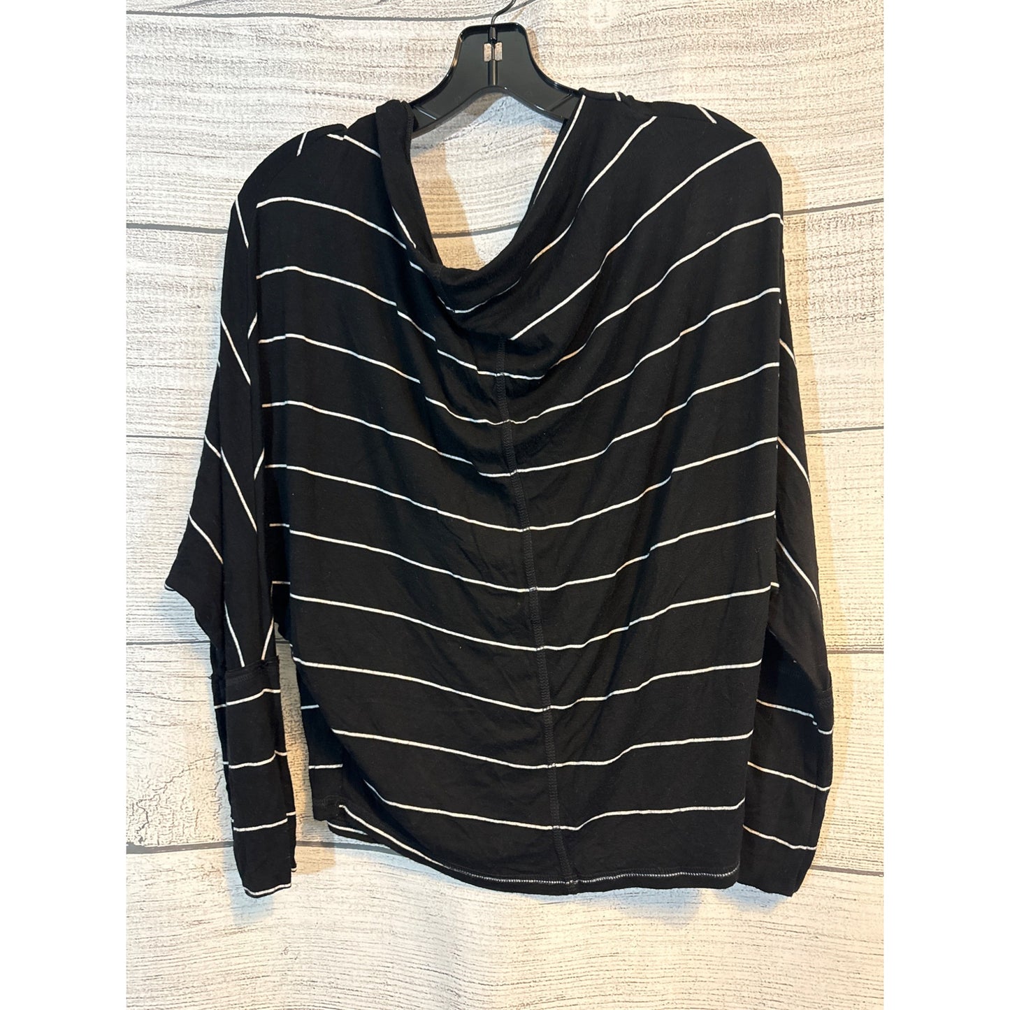Elan Striped Top With Cowl Neck & Long Sleeves Size L