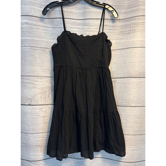 Wild Fable Black Cotton Tiered Mini Dress With Lace Trim Spaghetti Straps Size M