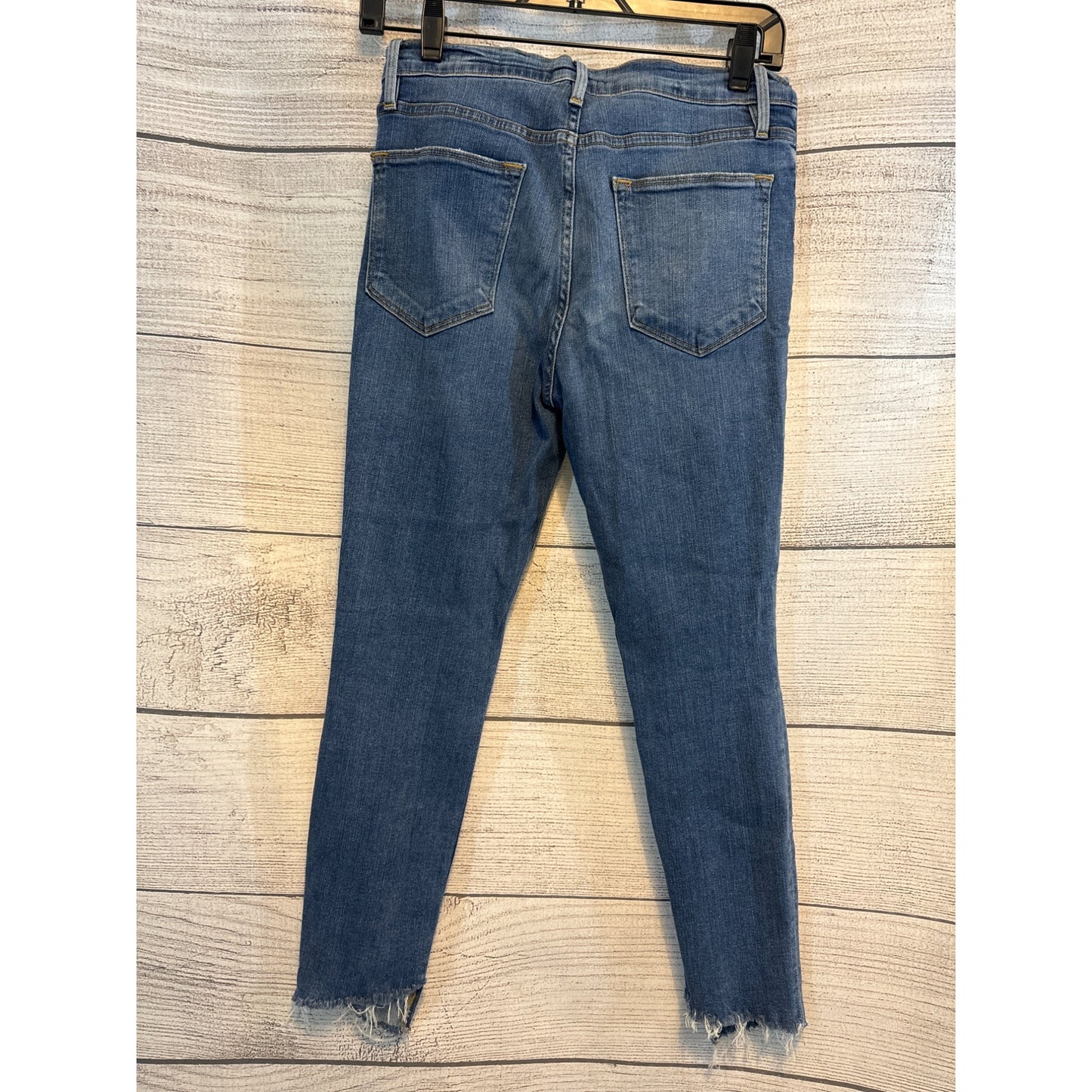 Frame Denim Le High Skinny Crop Jeans Distressed Raw Hem Size 27