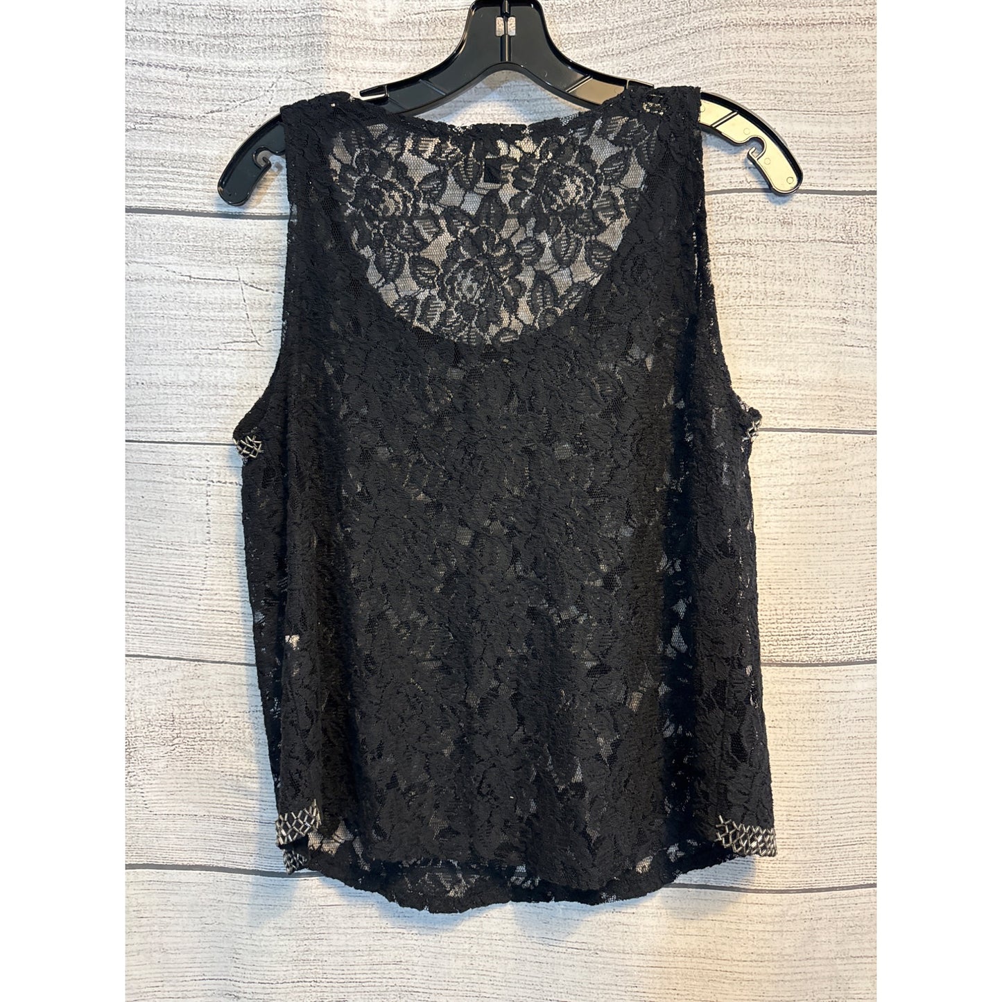 Tree of Life Lace Sleeveless Top With Chain Detail Size M