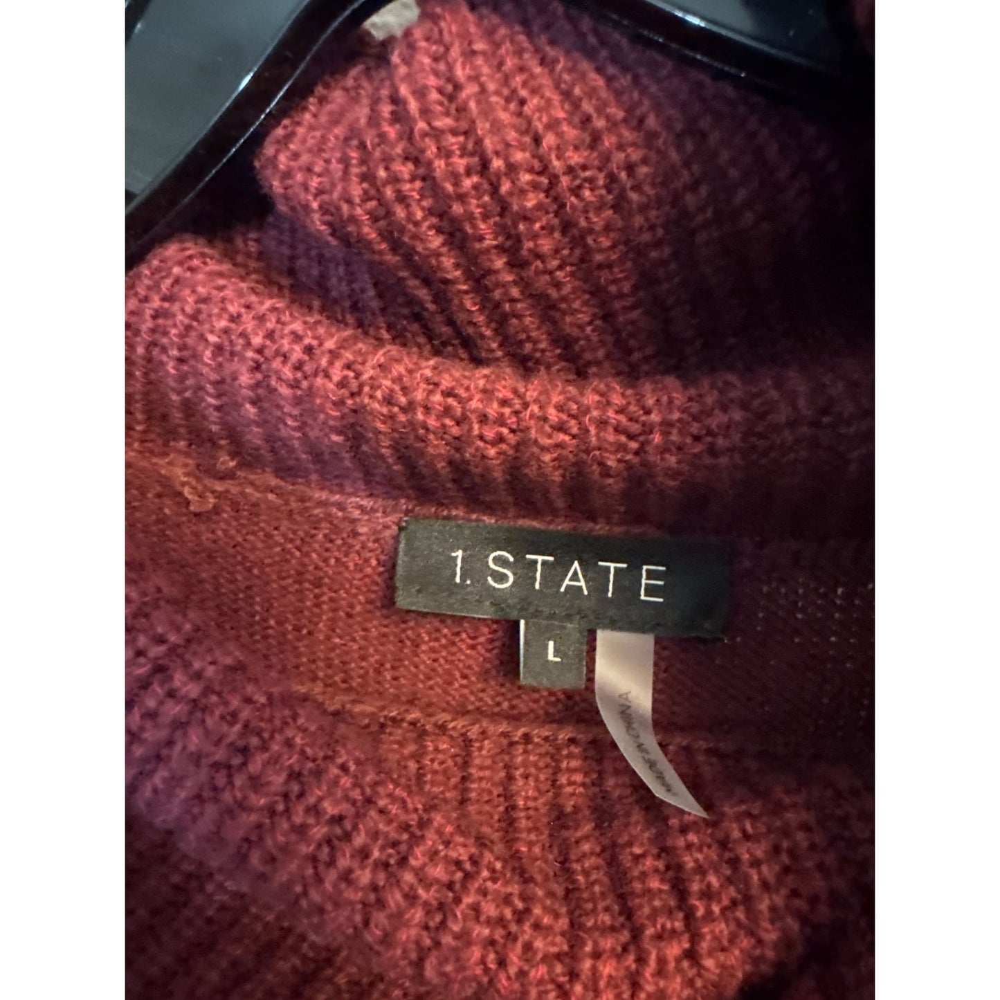 1.State Burgundy Cold Shoulder Turtleneck Sweater Size L