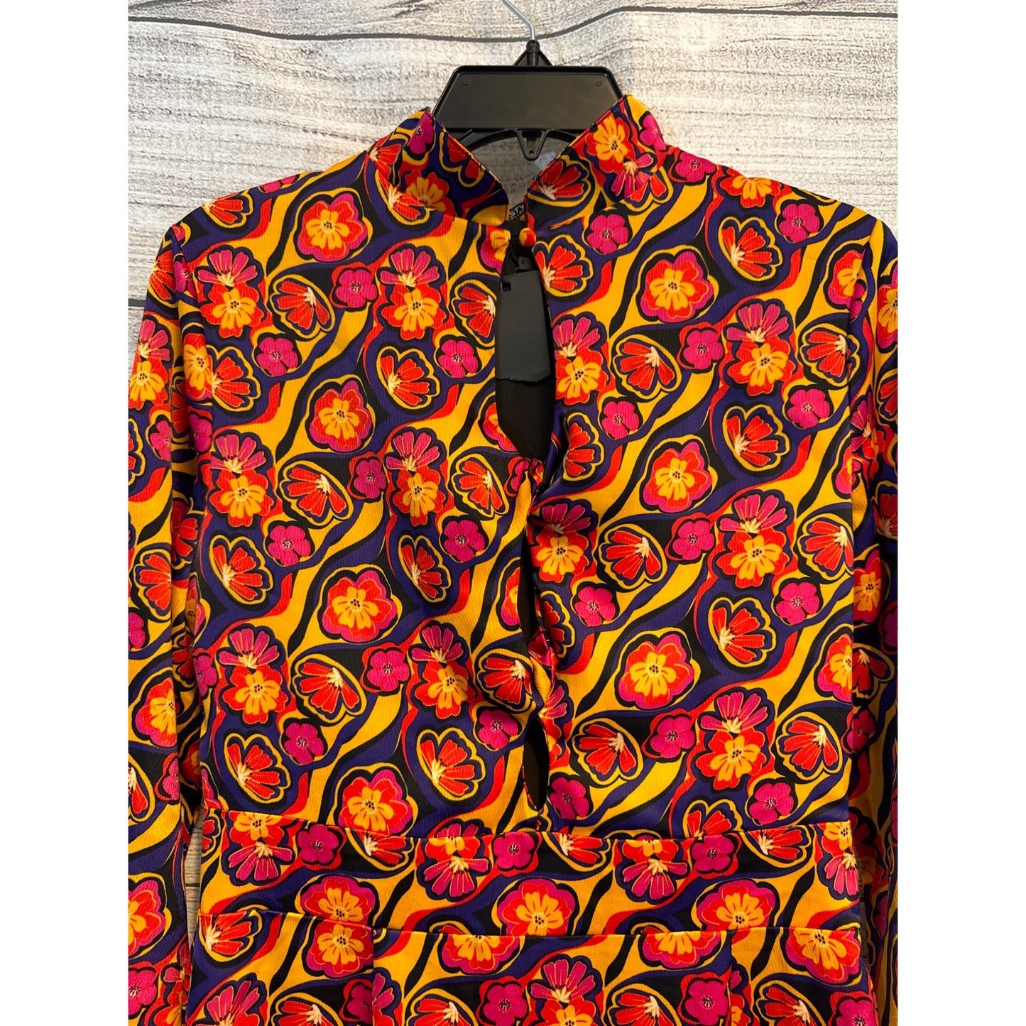 Nasty Gal Collection High Neck Twist Front Retro Floral Size 6