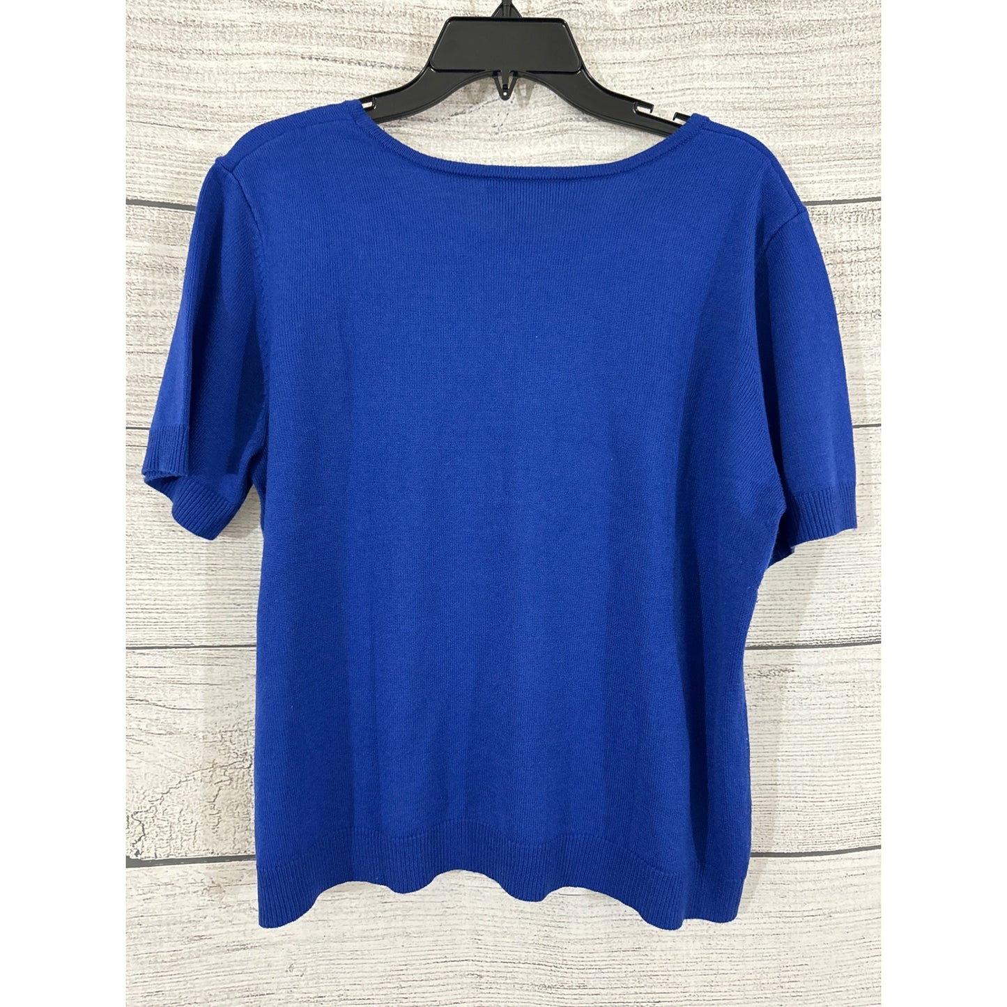 Draper's & Damon's Blue Short Sleeve Acrylic Sweater XL