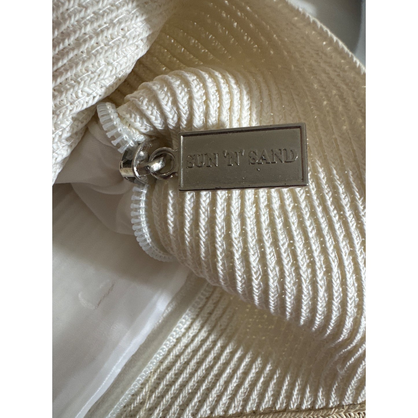 Sun N Sand Beige & White Striped Tote Bag With Circular Handles