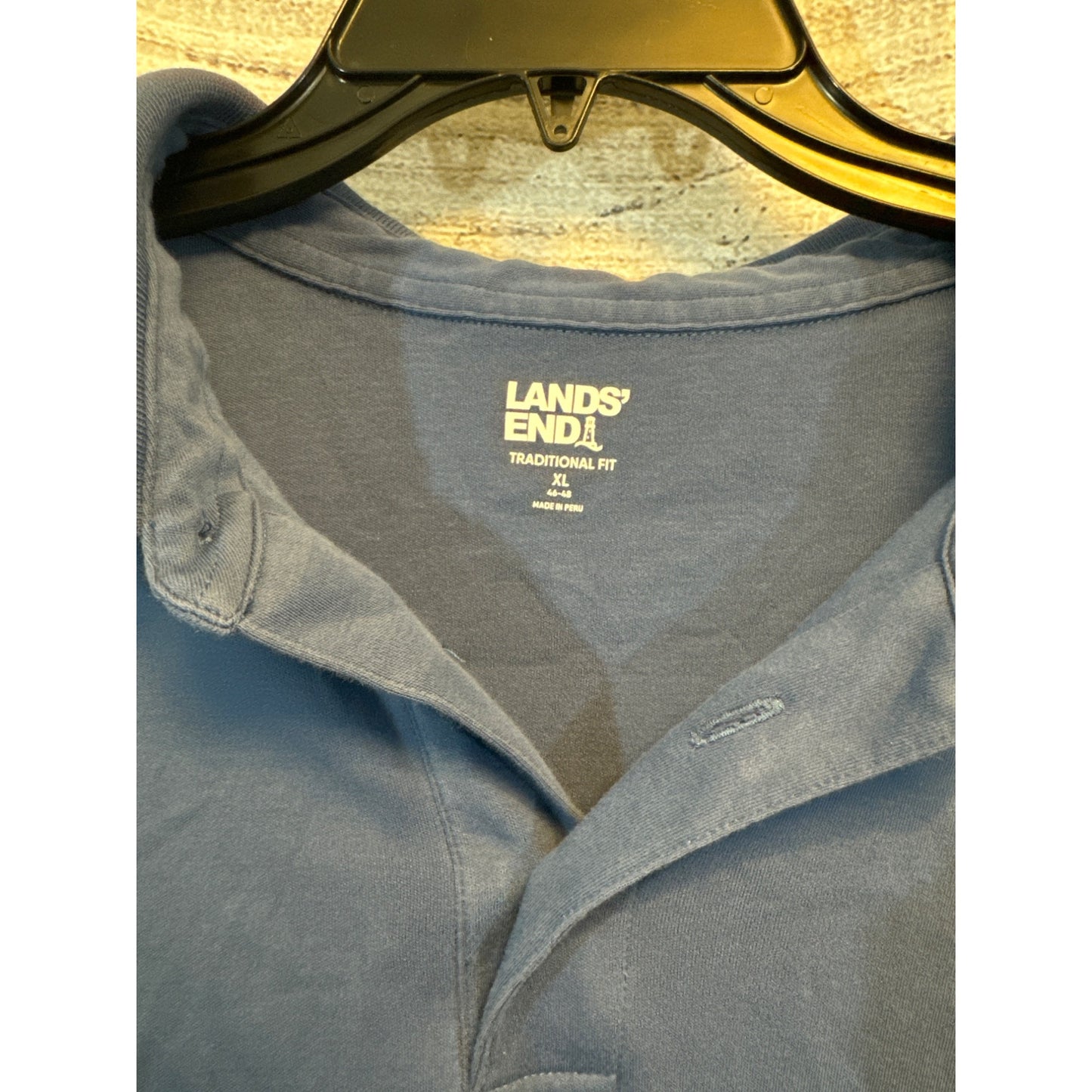 Mens Lands End Traditional Fit Blue Polo Shirt Size XL