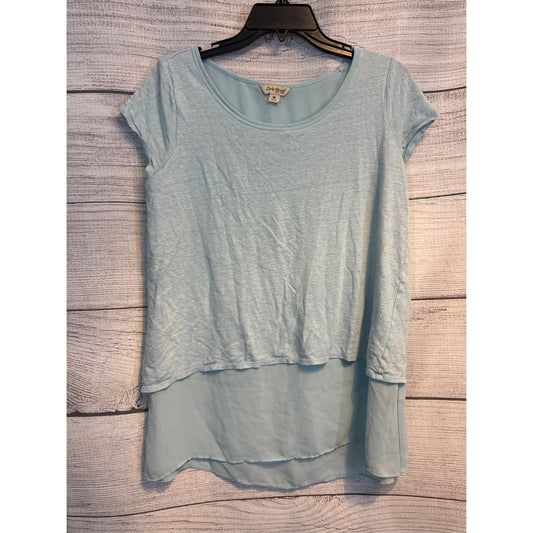 Lucky Brand Light Blue Layered Short Sleeve Crossback Top M