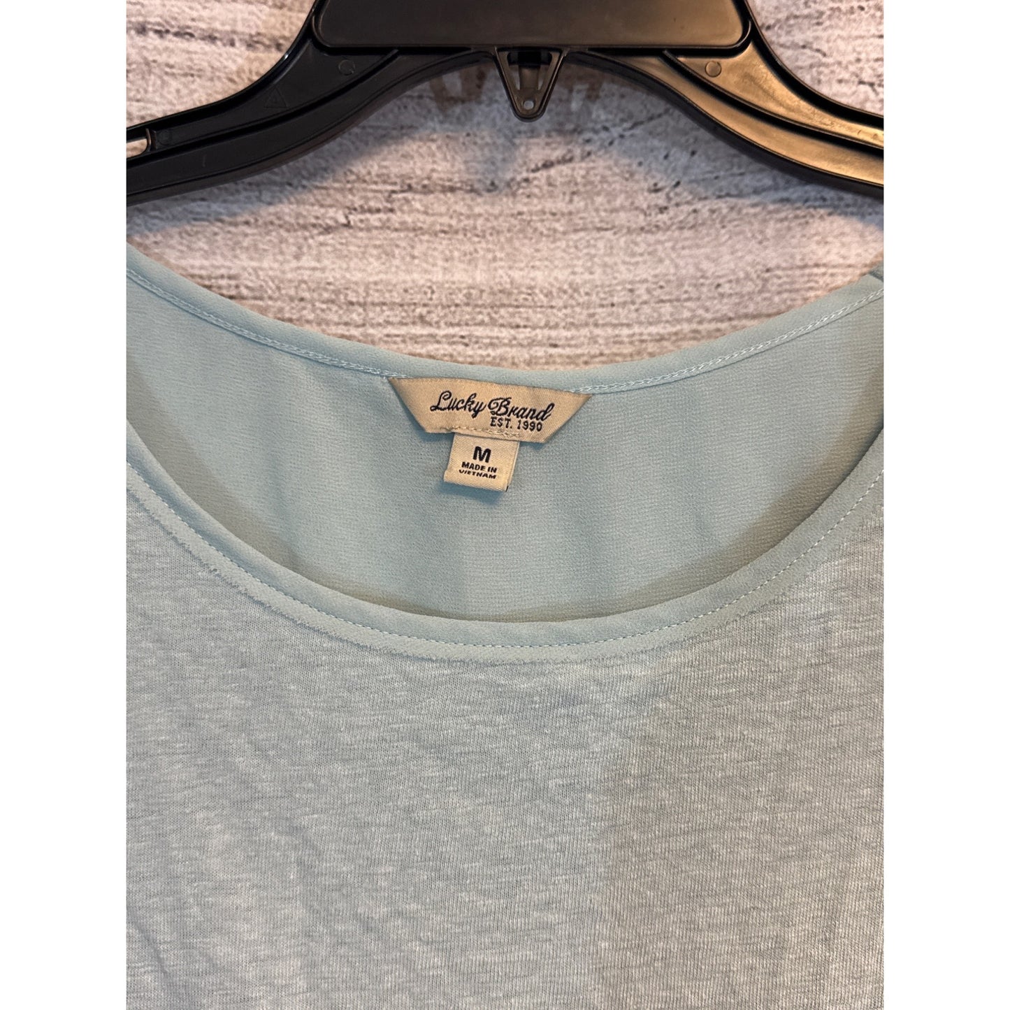 Lucky Brand Light Blue Layered Short Sleeve Crossback Top M