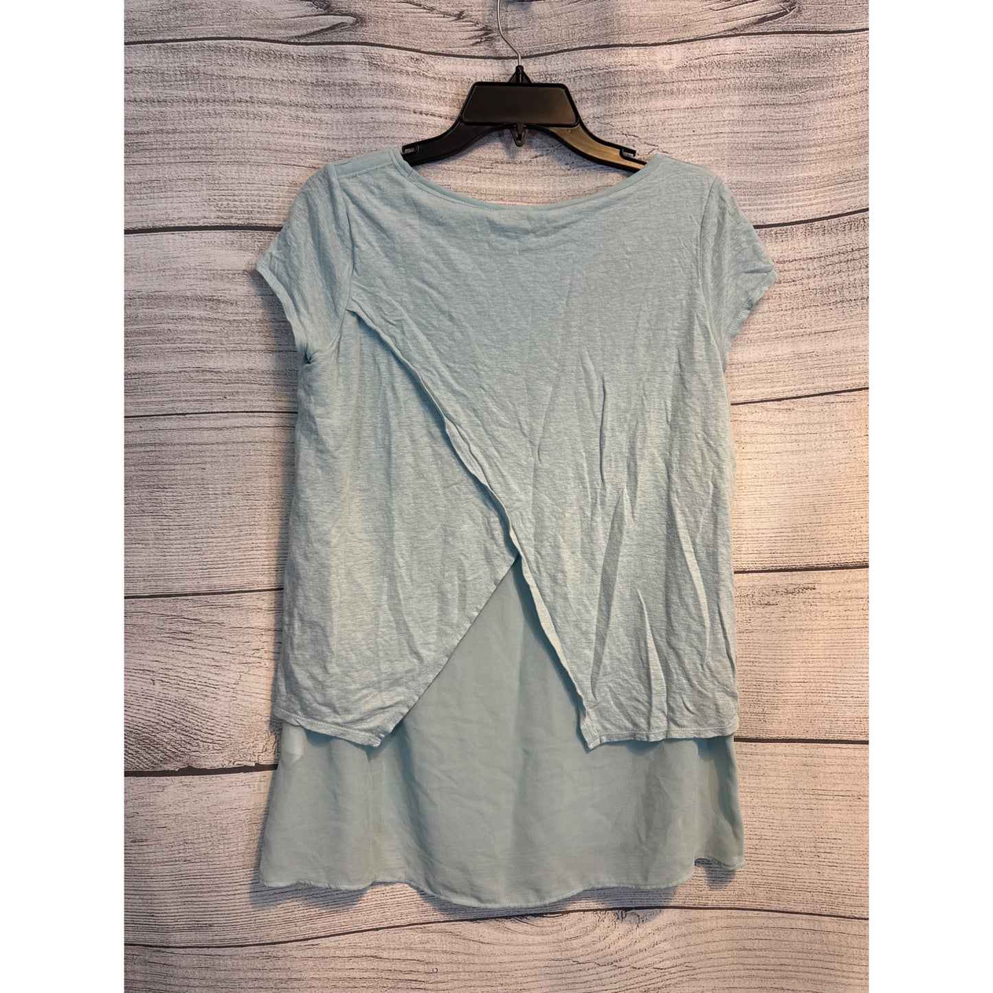 Lucky Brand Light Blue Layered Short Sleeve Crossback Top M