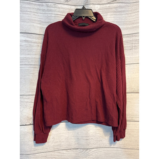 Sanctuary Burgundy Waffle Knit Turtleneck Sweater Pullover