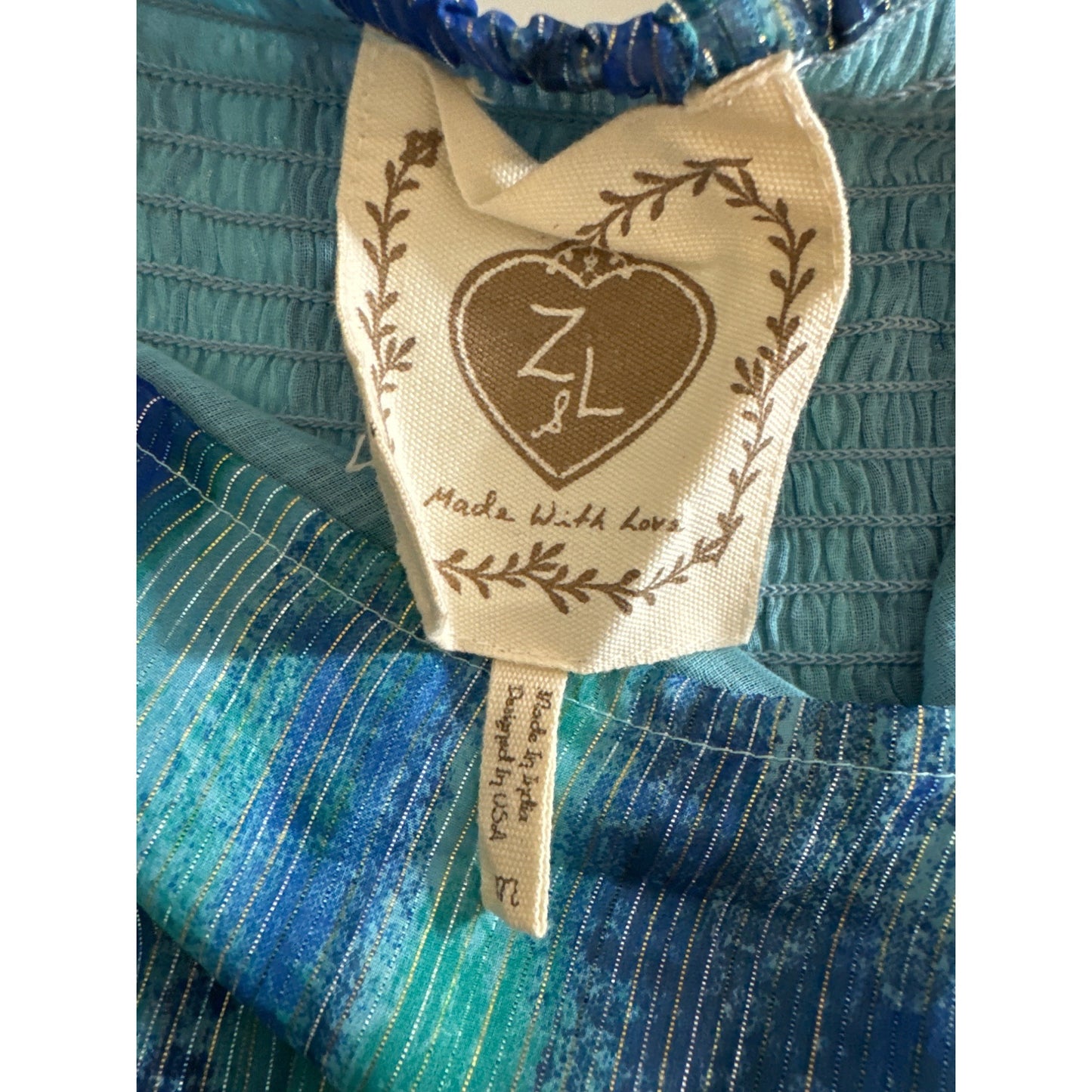 Z and L Athena Multi Blue Maxi Dress Size M