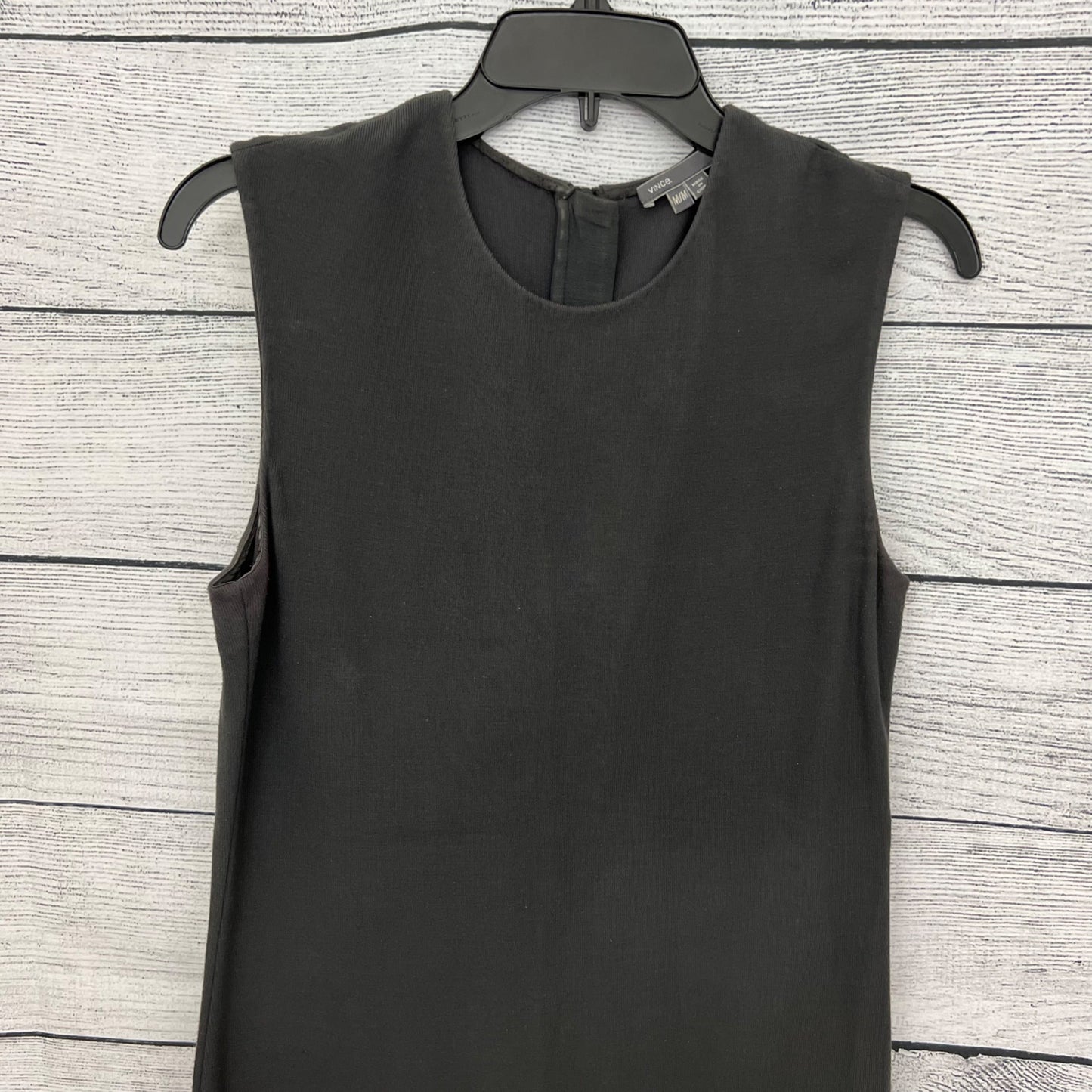 Vince Sleeveless Black Knee-Length Pencil Dress With Back Zip Closure, Size M