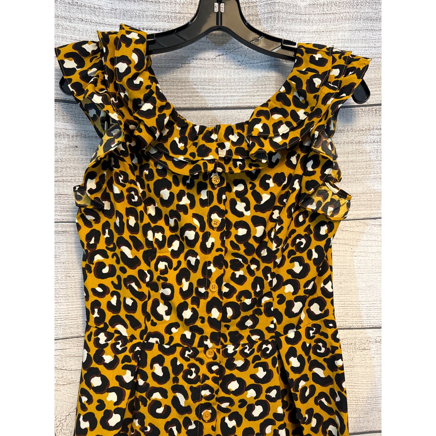 Who What Wear Ruffled Leopard Print Midi Dress XS