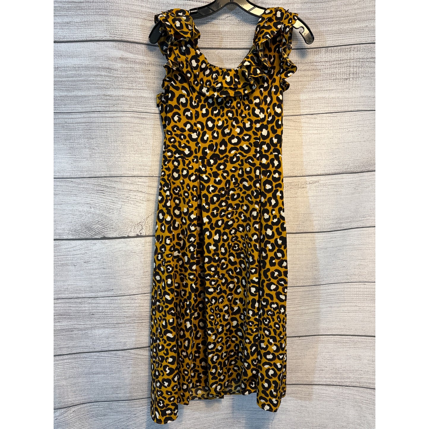 Who What Wear Ruffled Leopard Print Midi Dress XS