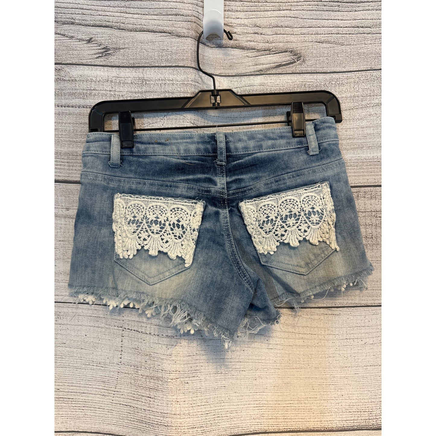 Rue 21 Distressed Denim Lace Trim Shorts 0/1