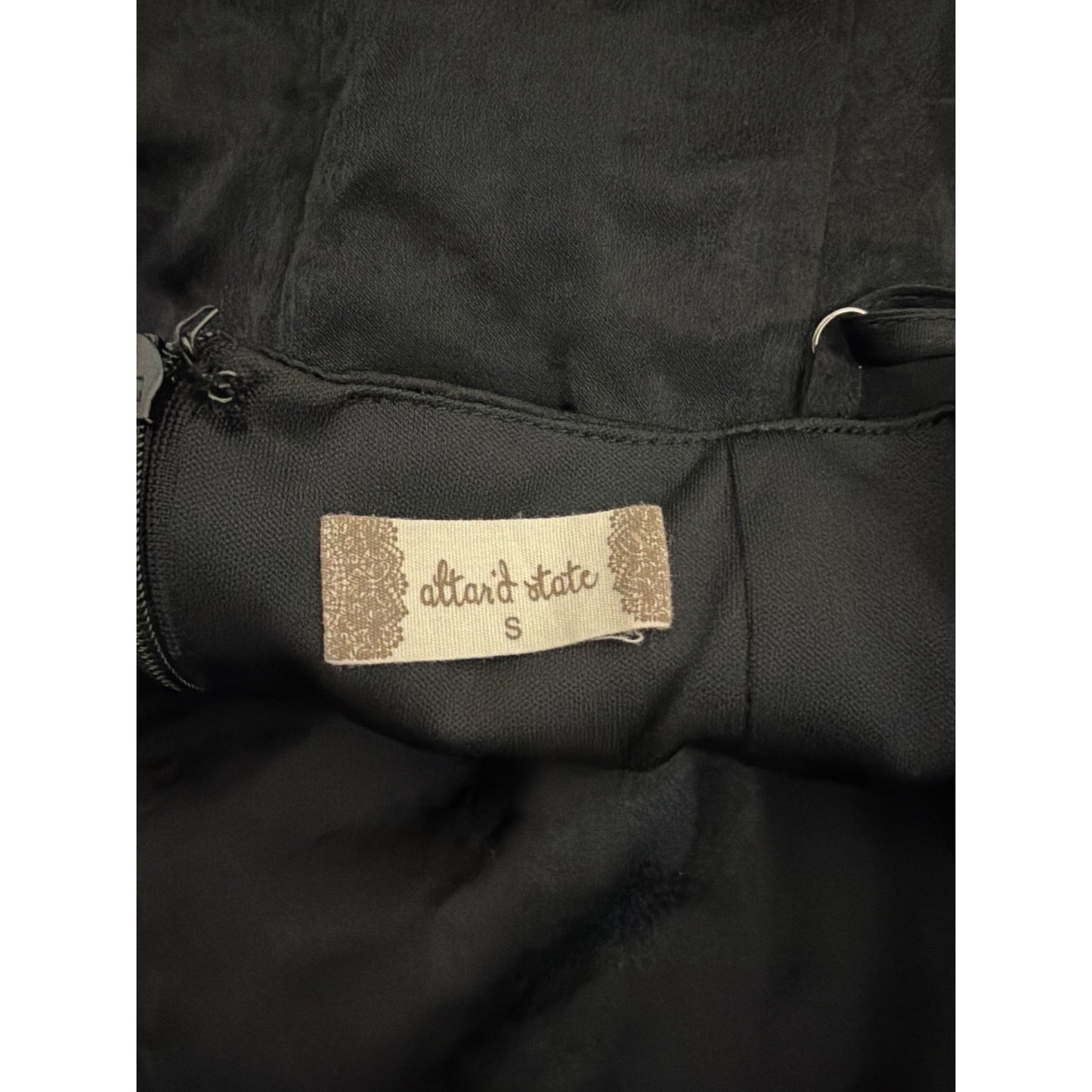 Altar'd State Sleek Black Satin Spaghetti Strap Mini Dress Size S