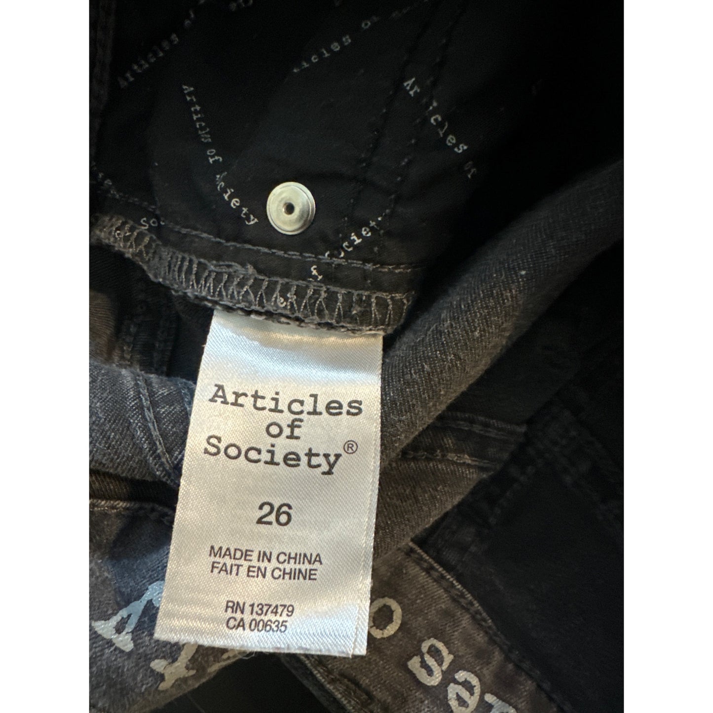 Articles Of Society Gray Skinny Jeans Size 26